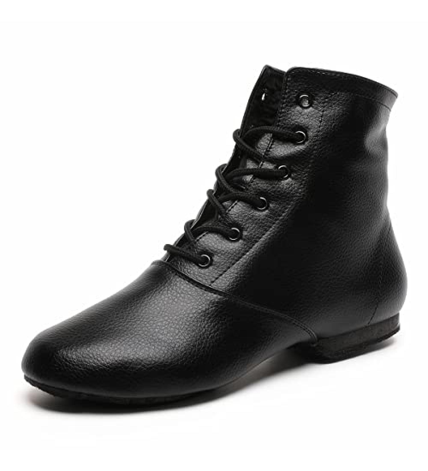 Black Leather Jazz Boots Split Sole Dancing Shoes for Adult Women Men - Size 9 Women/8 Men - Buy Online on GoSupps.com