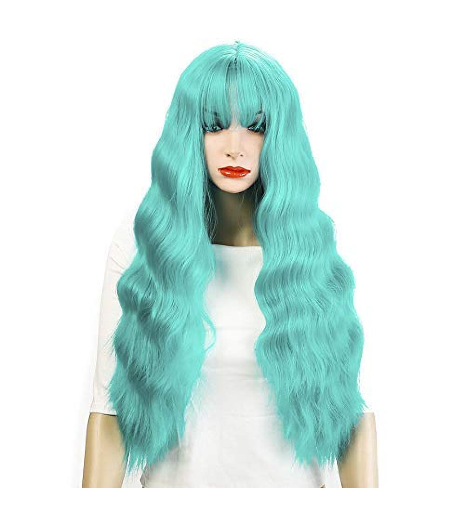 LFMDJF 26'' Long Wavy Blonde Wigs Blonde Heat Resistant Synthetic Female Wigs For Black White Women Fake Hair Pieces 26inches #16#10