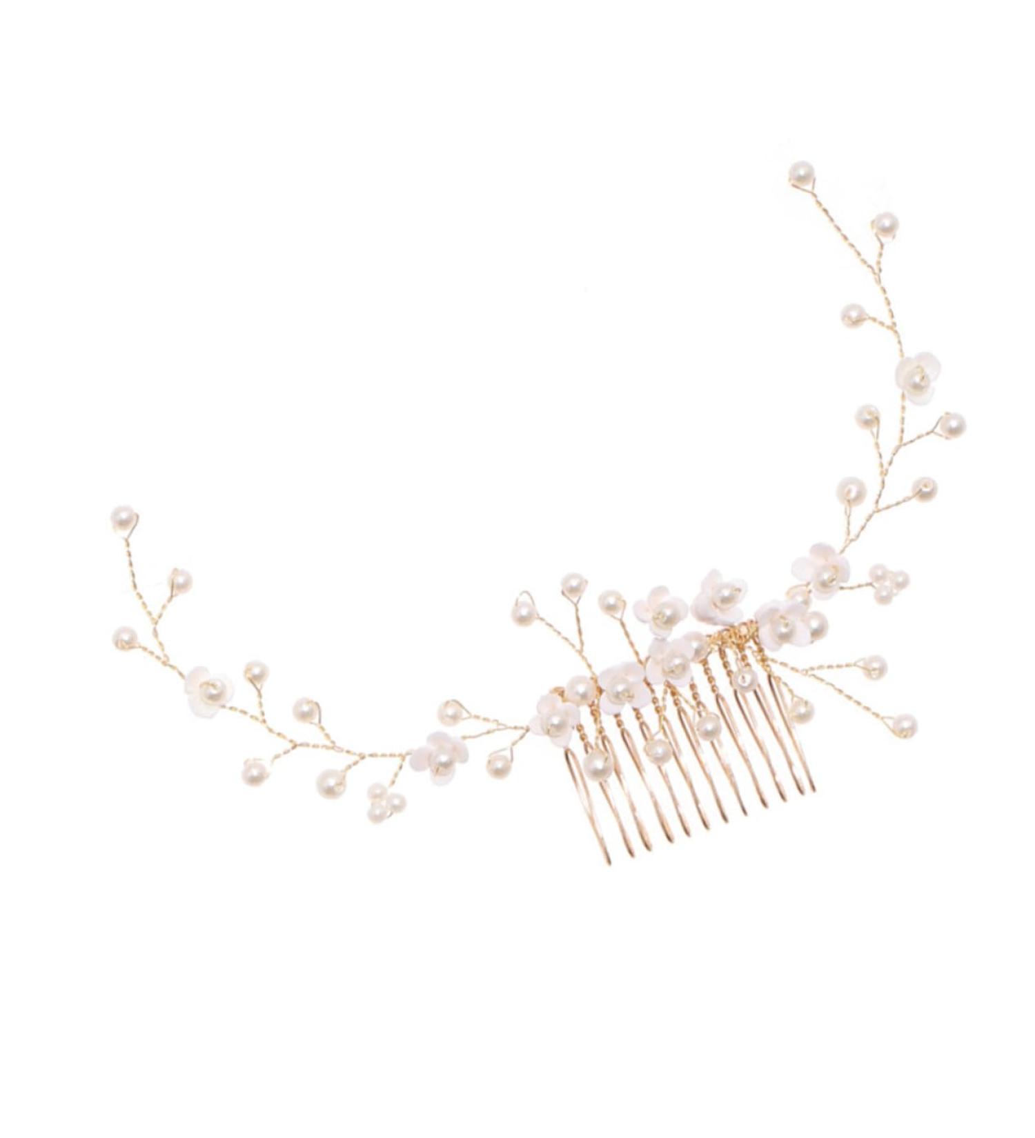 Mikinona Bridal Hair Comb Pearl Headpiece Pearl Headdress Bride Hair Comb Pearl Hair Combs Pearl Headwear Wedding Hair Comb Hair Accessories Bridal Headdress Handmade Headwear Decor - Buy Online on GoSupps.com