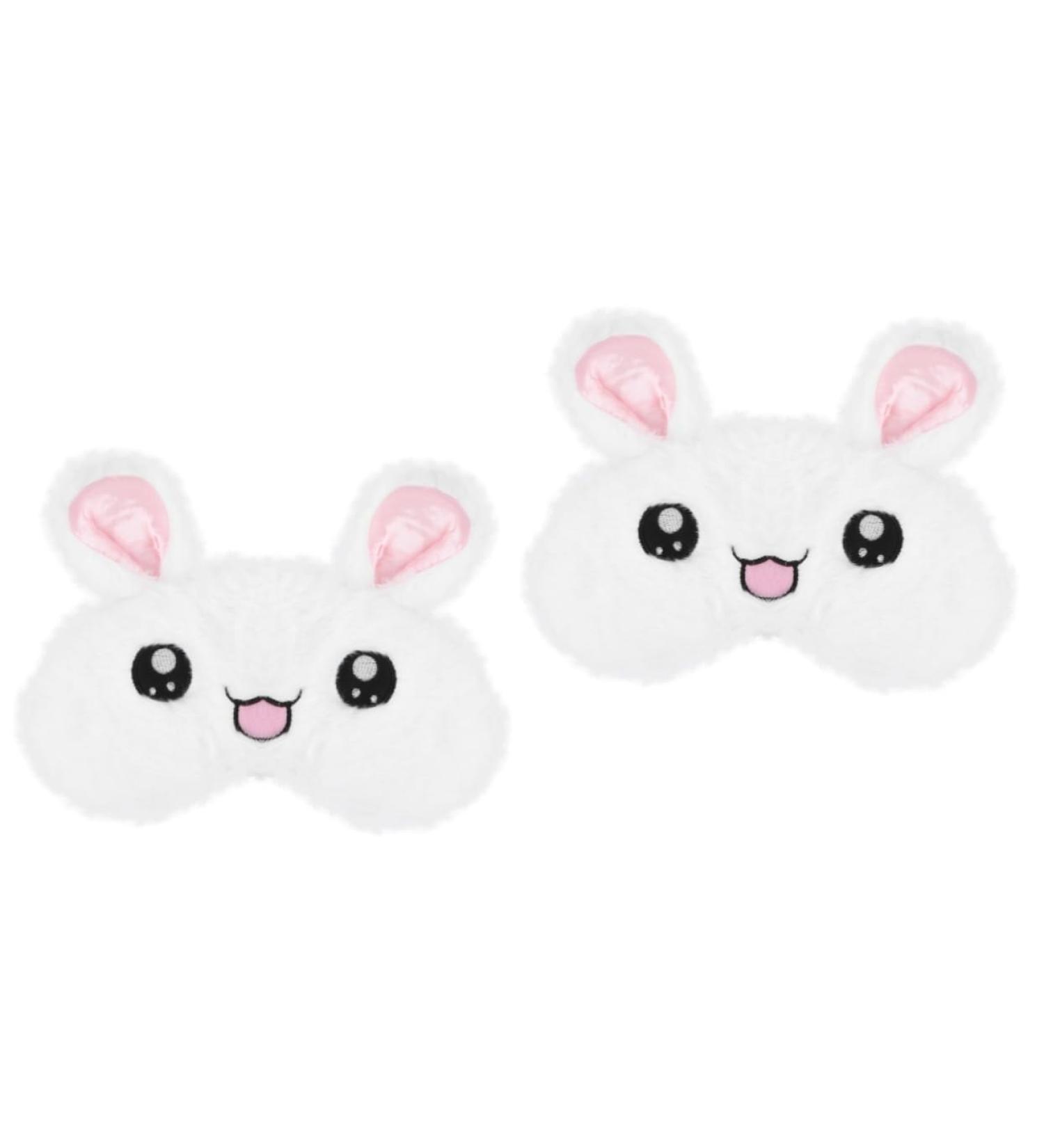 Mobestech Fluffy Eye Masks for Kids - 2 Pcs Rabbit Sleep Mask & Blindfold - Soft White Eye Covers for Restful Sleep - Buy Online on GoSupps.com