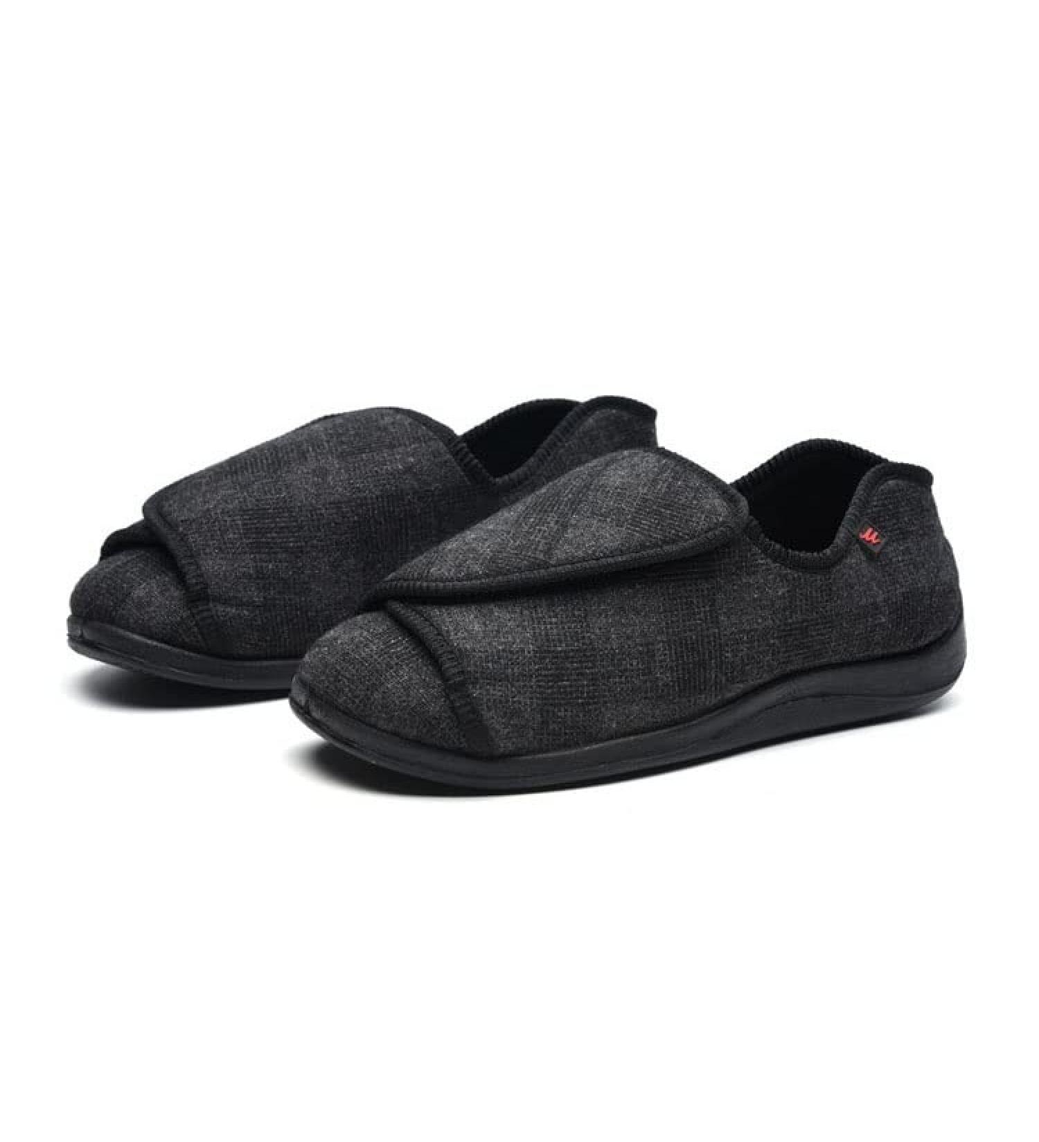 Men's Adjustable Diabetic Slippers | Lightweight Breathable Mesh | Plantar Fasciitis Support | Grey - Buy Online on GoSupps.com