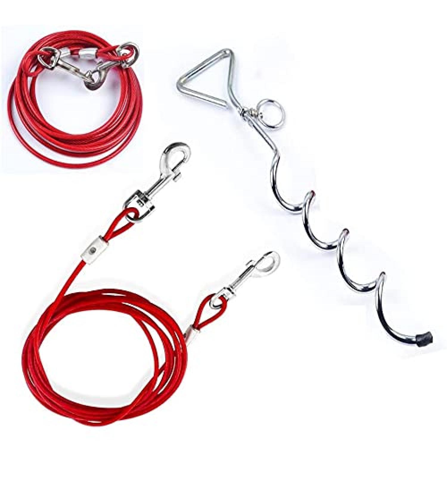 Vision4ever 4M Dog Tie Out Cable Ground Stake 13ft Outdoor Pet Garden Heavy Duty Spiral Lead