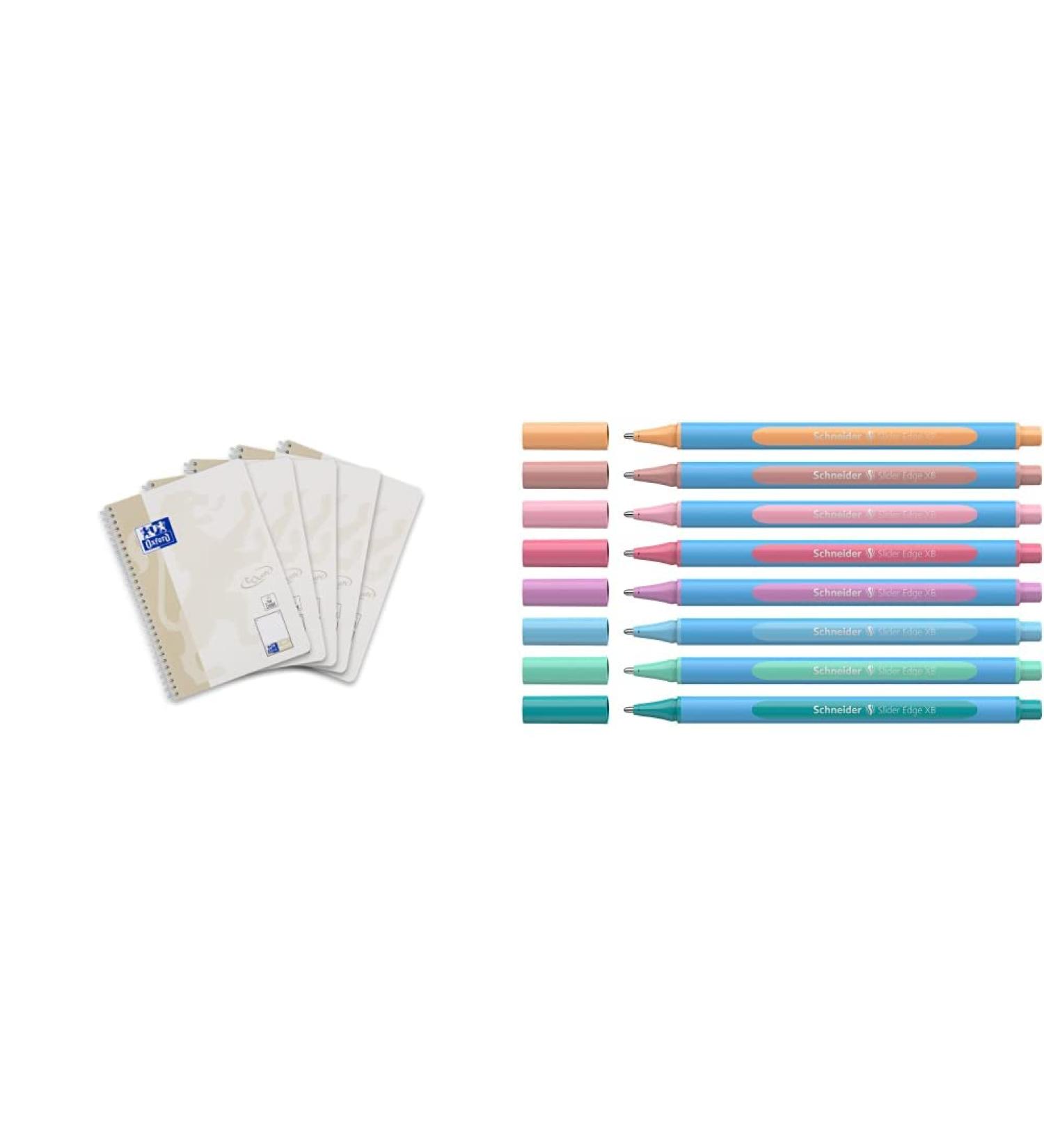 Shop Oxford Touch B5 College Block & Schneider Slider Edge Pastell XB Pen Bundle | 80 Sheets Light Gray 8 Pens - International Shipping Available - Buy Online on GoSupps.com