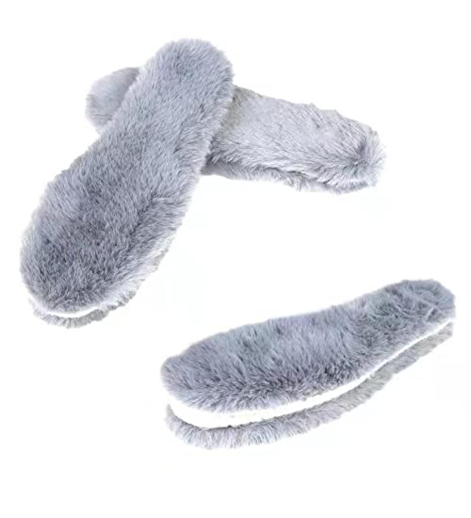 Warm Fur Shoe Insoles - Winter Thick Rabbit Soft Boot Inserts | Women's 6 Grey Long Hair | Comfy Replacement Liner - Buy Online on GoSupps.com