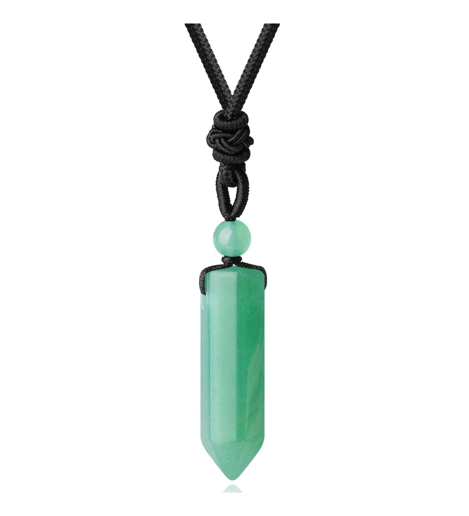 Natural Green Aventurine Crystal Pendant Necklace for Men & Women - Healing Reiki Jewelry - Buy Online on GoSupps.com