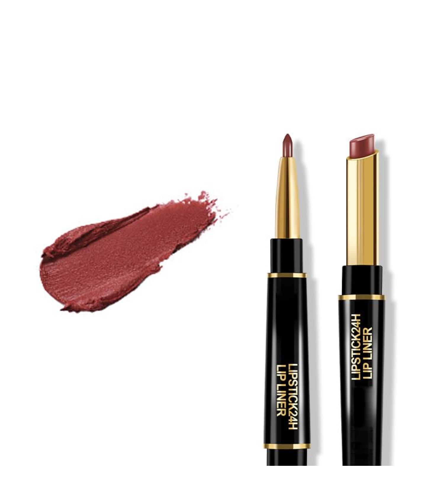 2-in-1 Waterproof Lipstick & Lip Liner Set - Long Lasting Matte Finish | 12 Colors - Mashpptuli #10 - Buy Online on GoSupps.com