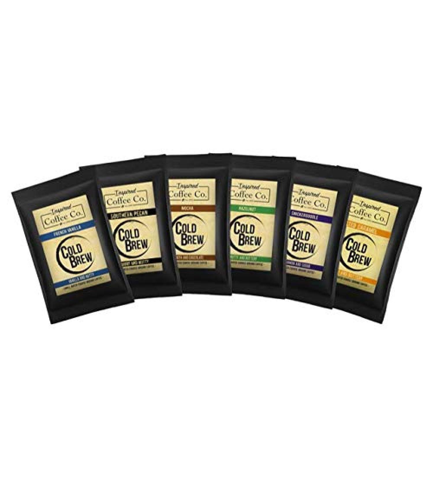 Flavored Cold Brew Coffee Sampler Pack - Coarse Ground - Inspired Coffee Co. - 6 x 4 oz. Bags - Buy Online on GoSupps.com