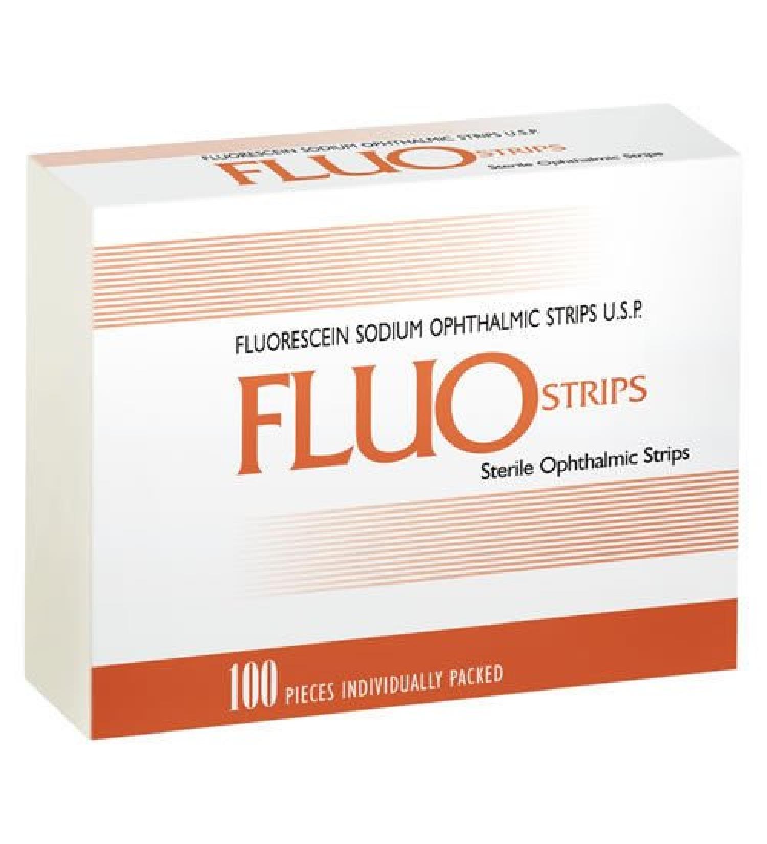 100 Fluo Strips Fluorescein Sodium Eyes USP bio glo Fluorets