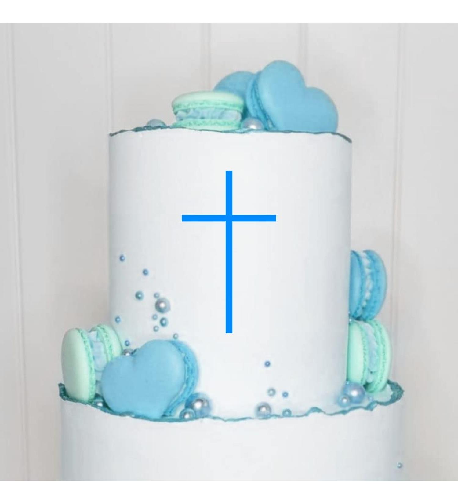 Cake topper (cross) Charm acrylic/wood baptism communion confirmation confirmation cake plug cake cake plug decoration caketopper (2 pieces light blue) light blue 2 pieces
