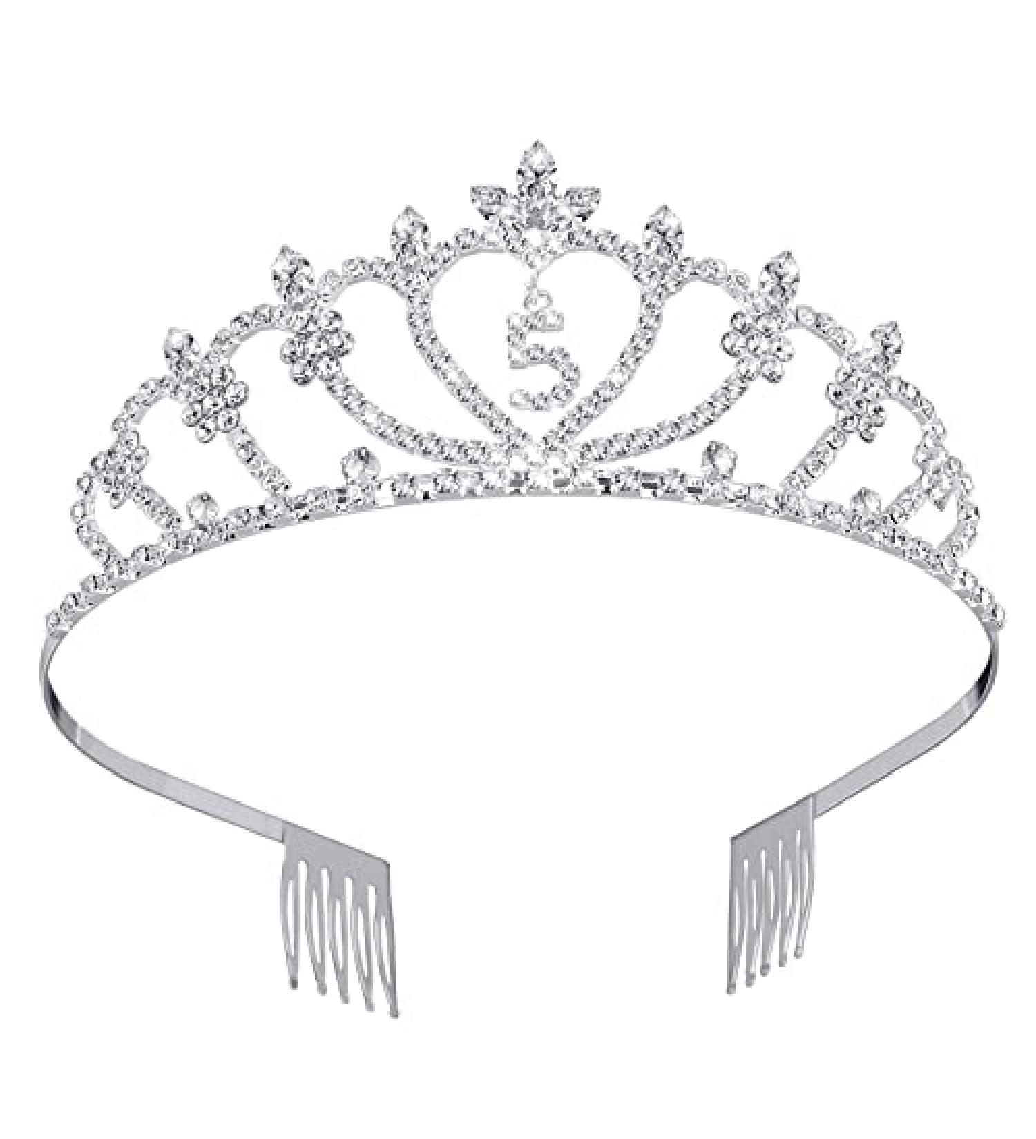 Frcolor 5th Birthday Crown Tiara for Girls | Crystal Rhinestone Princess Headband | 5 Years Old Gift - Buy Online on GoSupps.com