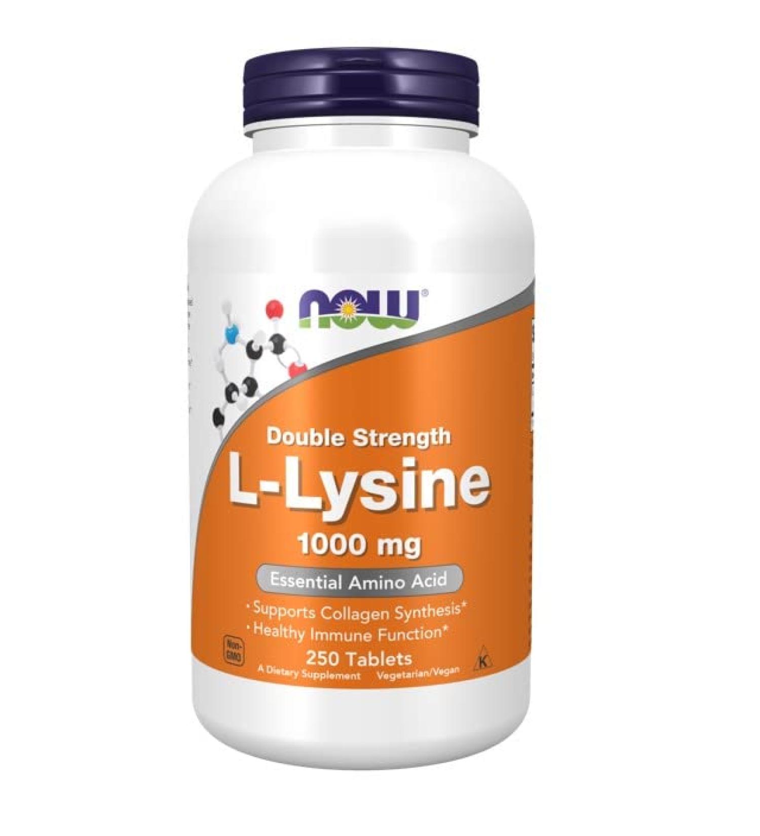 Now Foods L-Lysine 1000 mg - 250 Tablets | Immune Support & Healthy Skin - Buy Online on GoSupps.com