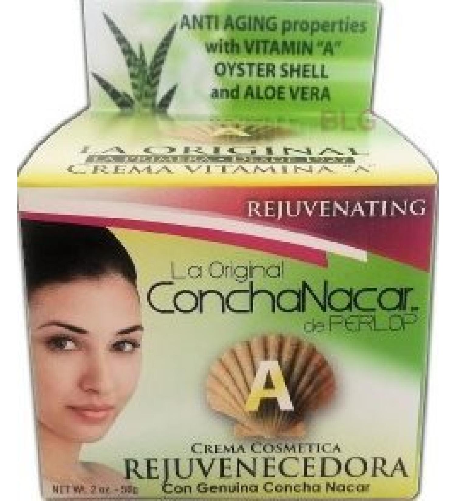 Concha Nacar Crema Rejuvenecedora con Vitamina A y Sabila Rejuvenating Cream with VITAMIN A and Aloe 2 oz (Pack of 1) 2 Ounce (Pack of 1)