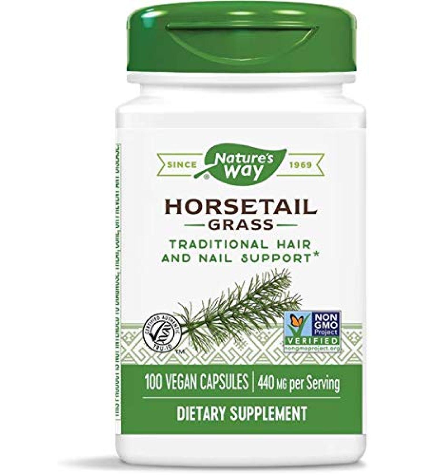 Natures Way Horsetail Grass 400mg 100 Vegetarian Capsules - Pack of 3 Bottles - Buy Online on GoSupps.com