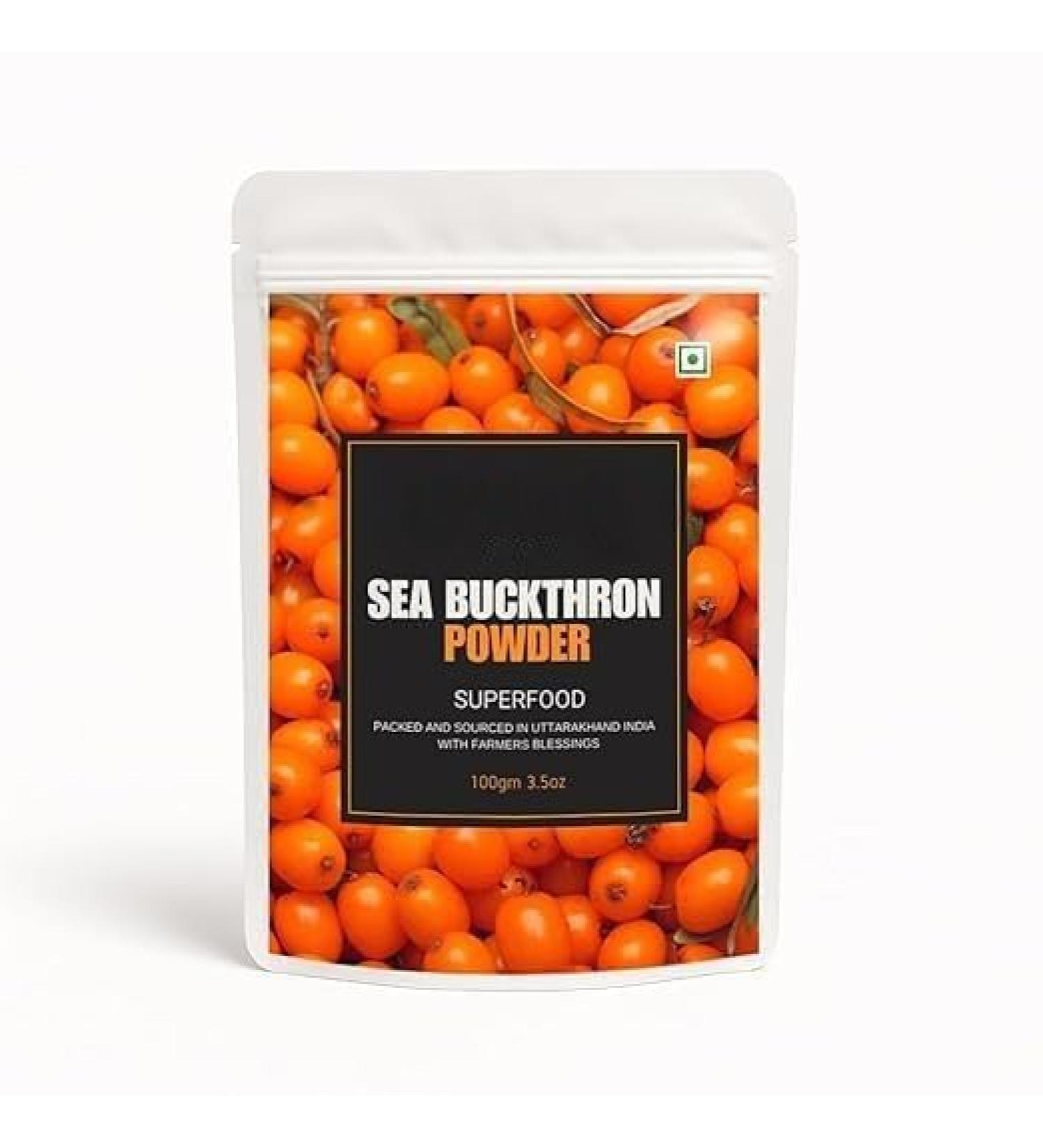 Sea buckthorn berry powder | More than 100 cups | Dried berries from the Himalayas of Ladakh | 100 g - Buy Online on GoSupps.com