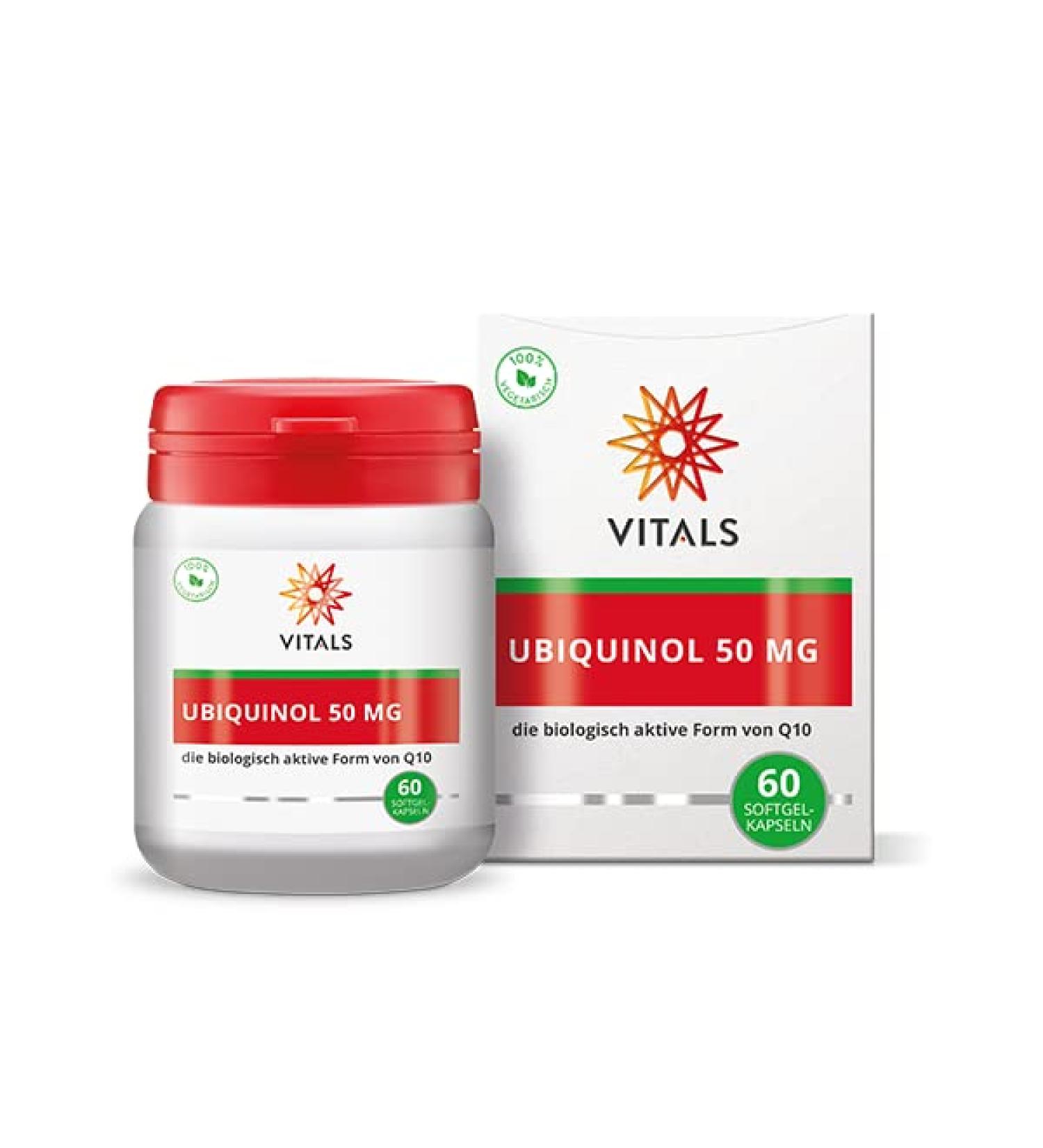 Buy Vitals Ubiquinol 50mg - 60 Vegetarian Softgel Capsules from Kaneka | Best Q10 Supplement for Optimal Bioavailability - Buy Online on GoSupps.com