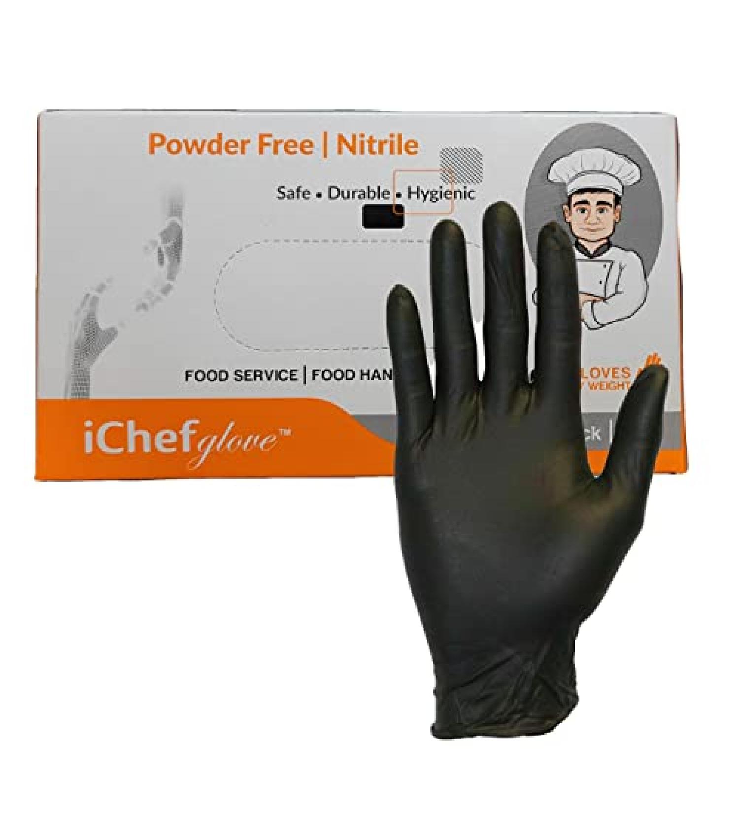 iChef Black Nitrile Food Handling Gloves - Medium (Pack of 100) - Buy Online on GoSupps.com