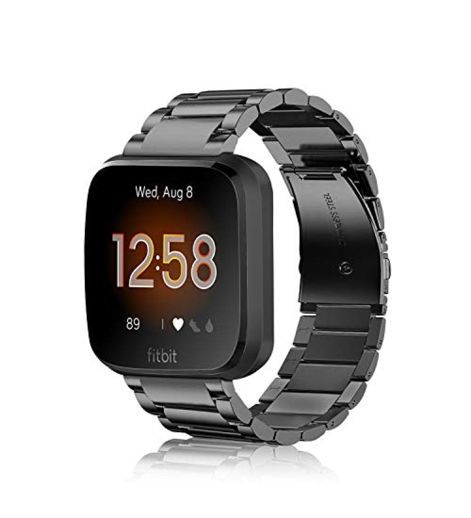 Fintie Metal Band for Fitbit Versa 2/Lite - Black Stainless Steel Bracelet - Buy Online on GoSupps.com