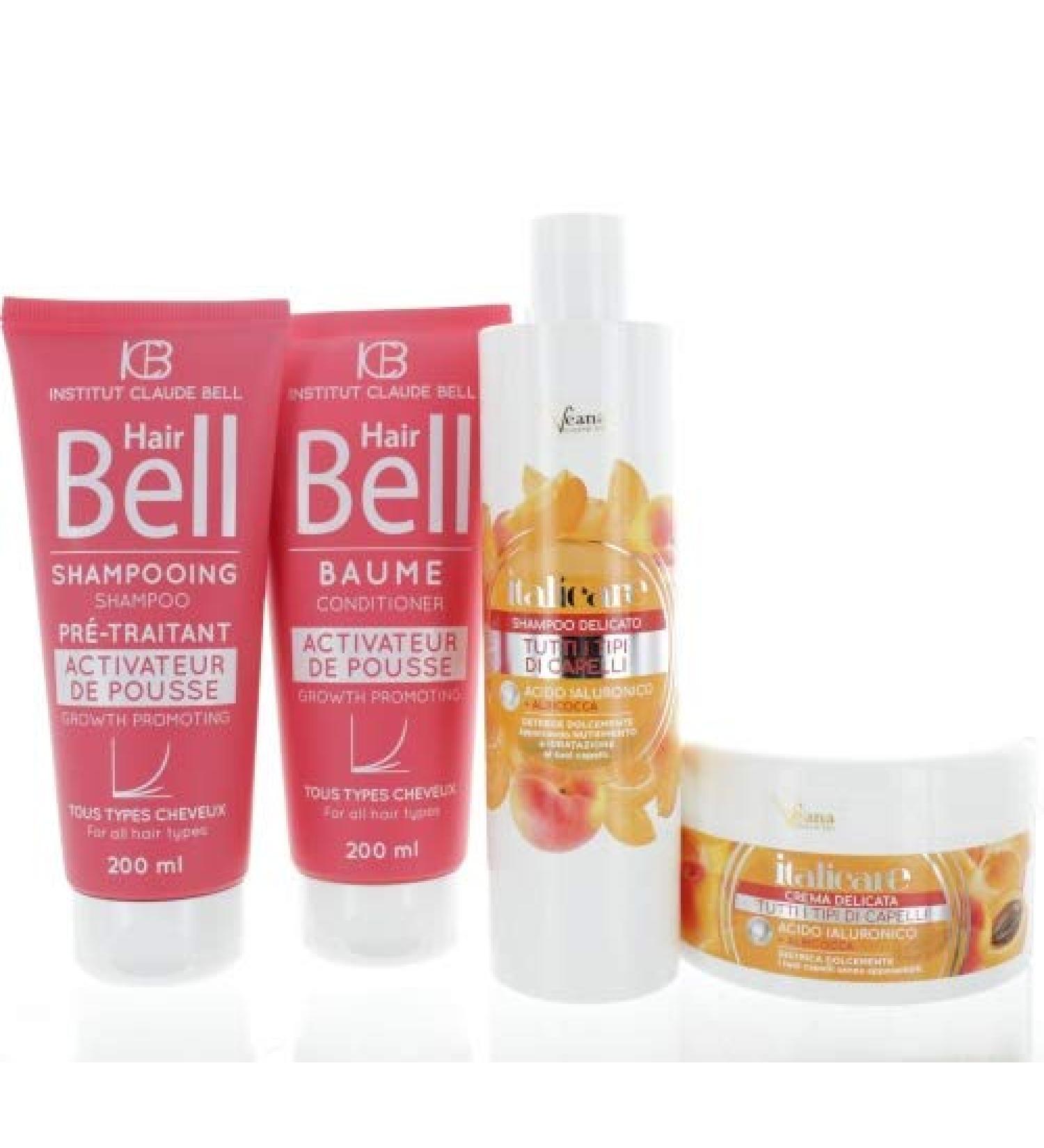  Veana Hyaluron Shampoo and Hair Mask with Apricot Extract (2 x 300 ml) + HairBell Shampoo and Conditioner (2 x 200 ml) to grow up to 3 times faster - Buy Online on GoSupps.com