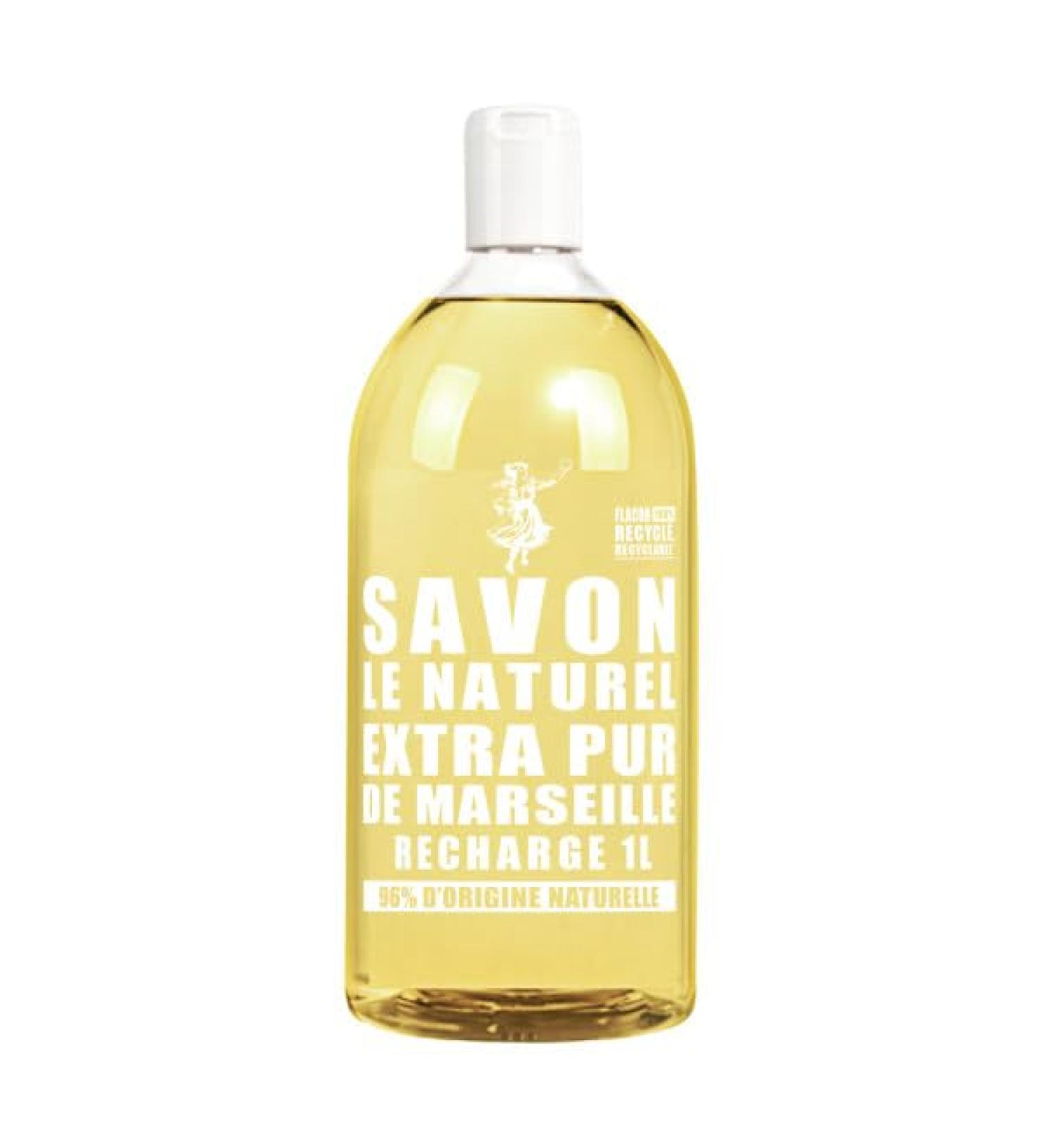 Savon Le Naturel - Savon Liquide Extra Pur de Marseille - Grand Format Recharge - Origine Naturelle - Huiles V g tales et Glyc rine - Tous Types de Peau - Sans Colorants - Antibact rien - 1 L Extra Pur de Marseille 1 l (Lot de 1) - Buy Online on GoSupps.com