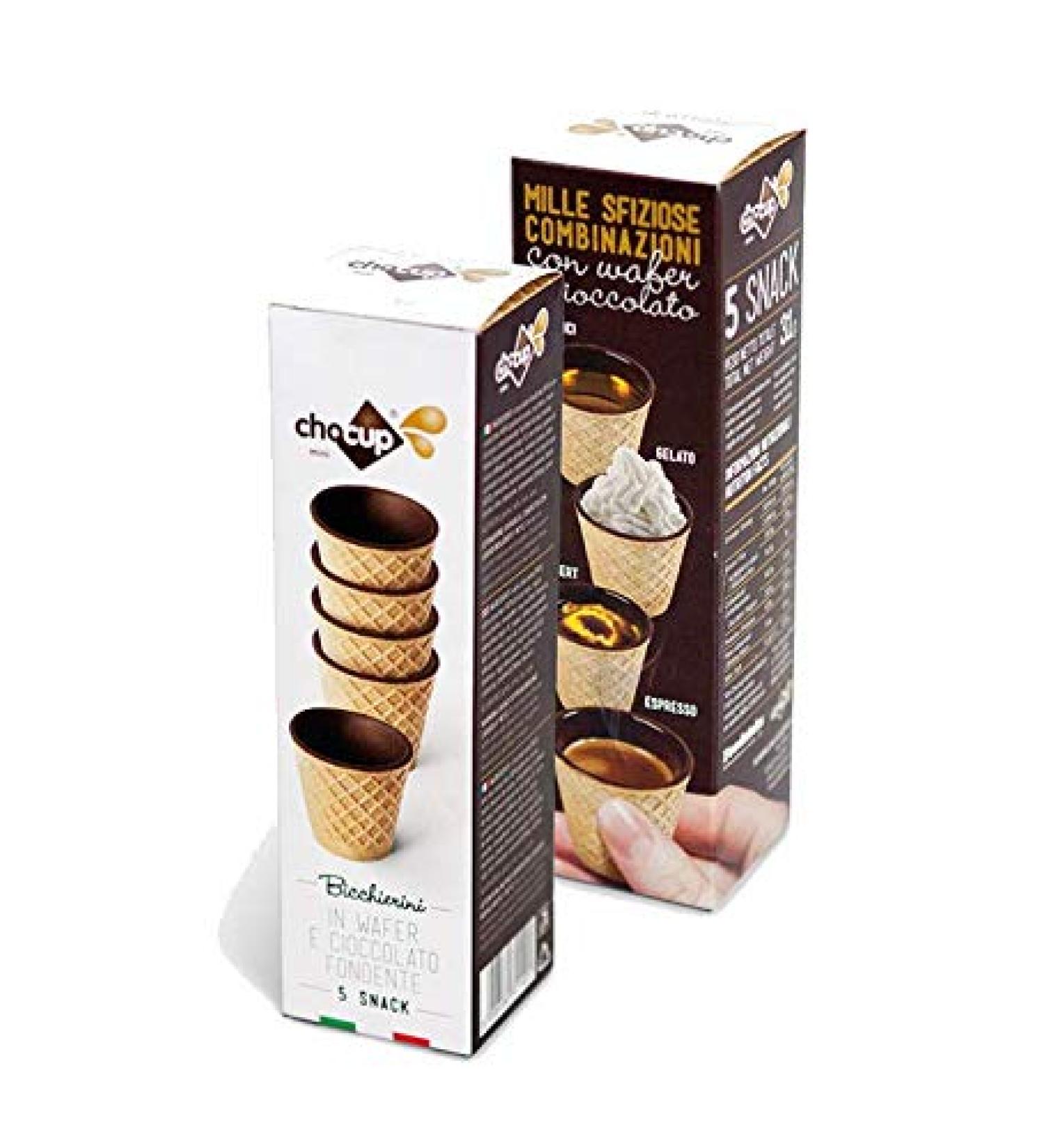 FOODRINKS CHOCUP MINI 30ml - 5 SNACKS TASSES DE GAUFRETTES ET CHOCOLAT NOIR 31g