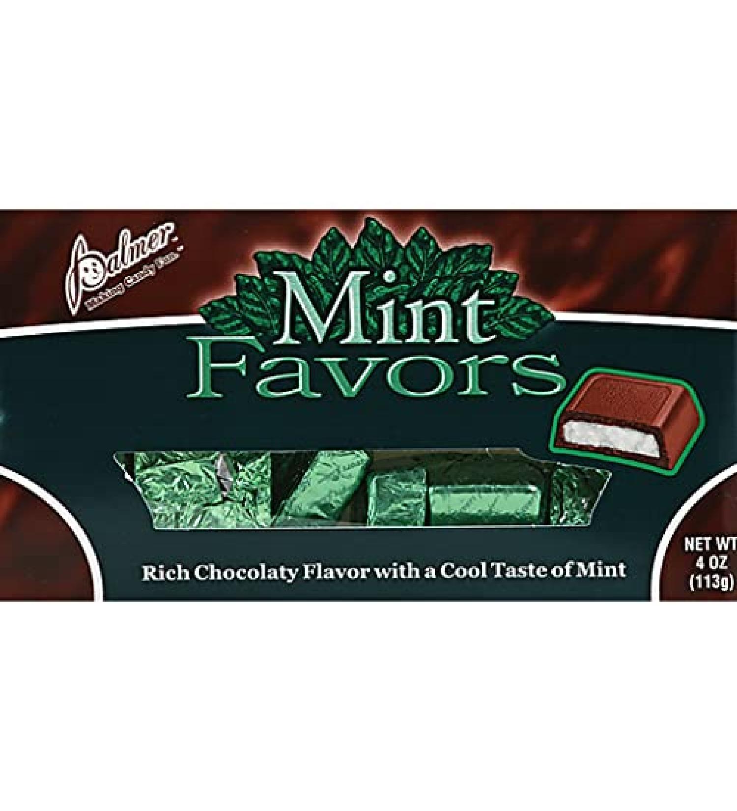 (1) 3.4 oz Box Palmer Mint Favors Rich Chocolaty with a Cool Taste of Mint 10 Pieces