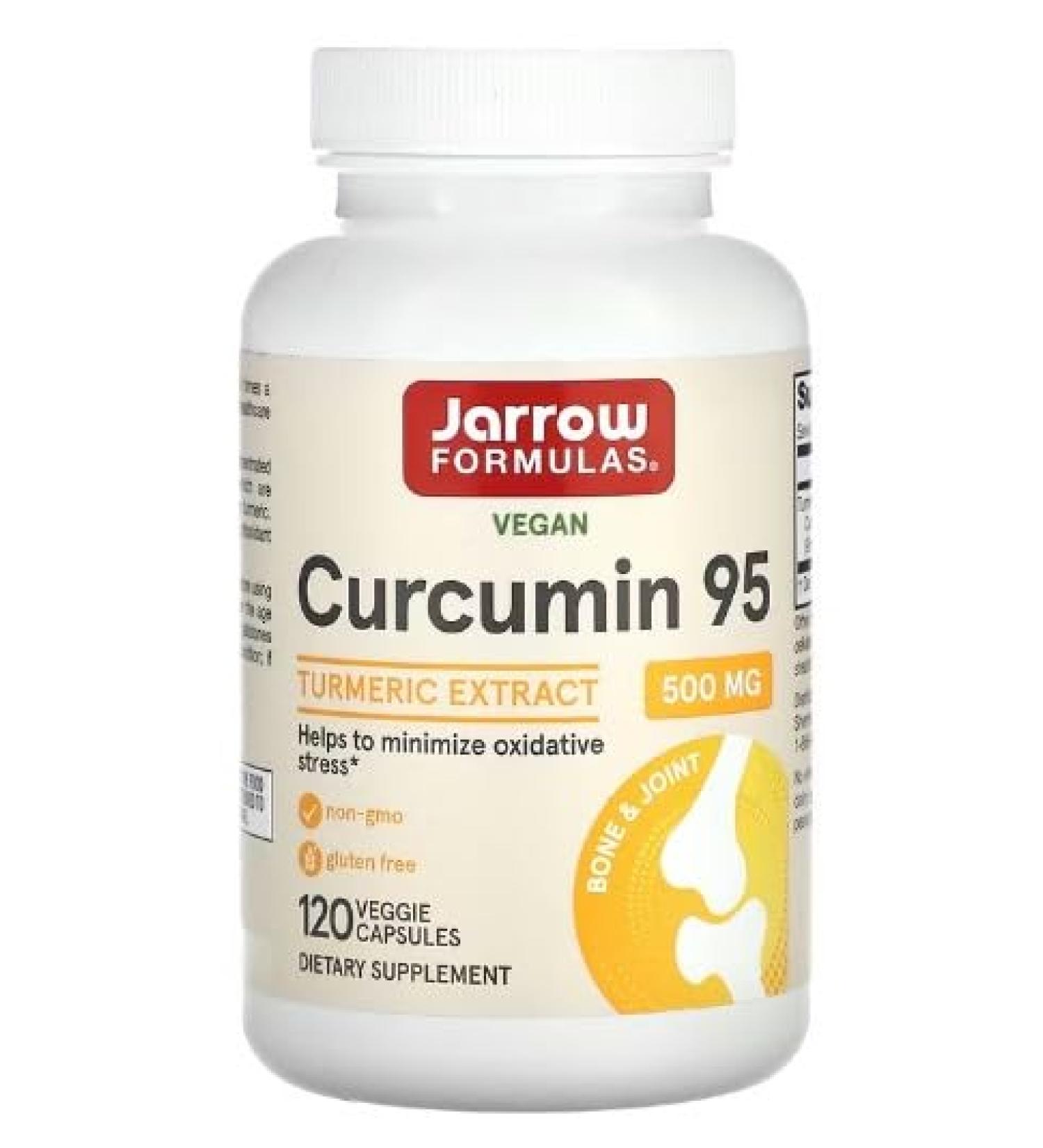 Jarrow Formulas Curcumin 95 500mg - 120 Vegetarian Vcaps - Powerful Antioxidant & Anti-Inflammatory Support for Optimal Health & Wellness - Buy Online on GoSupps.com