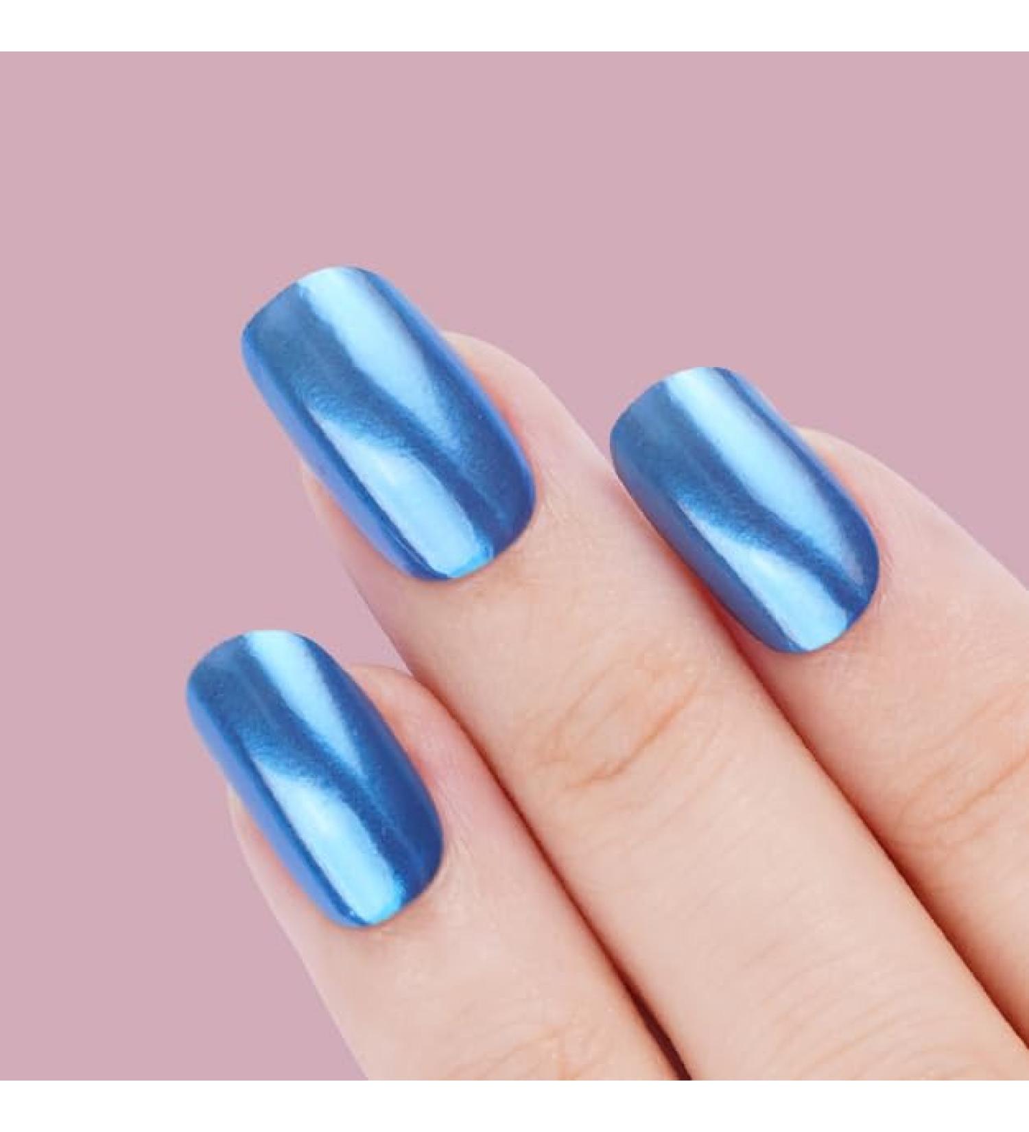 Danni & Toni Half Hardened Gel Nail Films - Astral Dive Blue Mirror Glossy UV Gel Foil Wraps - Self-Adhesive 28 Sticker Nail Design - Buy Online on GoSupps.com
