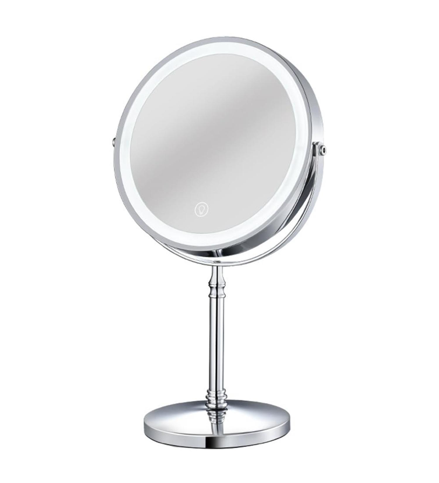 SRMAN 1Set 10X LED Mirror Rechargeable Make Up Mirror Magnification Cosmetic Mirror 2 Side Brightness with 3 Colors A Chrome - Buy Online on GoSupps.com