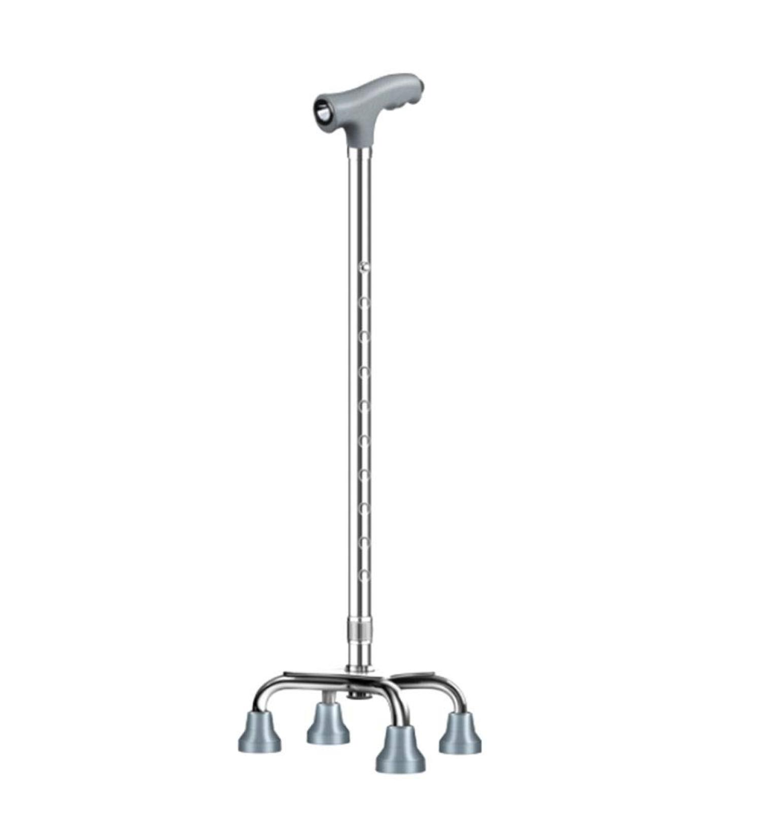 Walking Stick with LED Lights Multi-Function Crutches Height Adjustable Anti-Slip Telescopic Elderly Cane Silver Surprise Gift - Buy Online on GoSupps.com