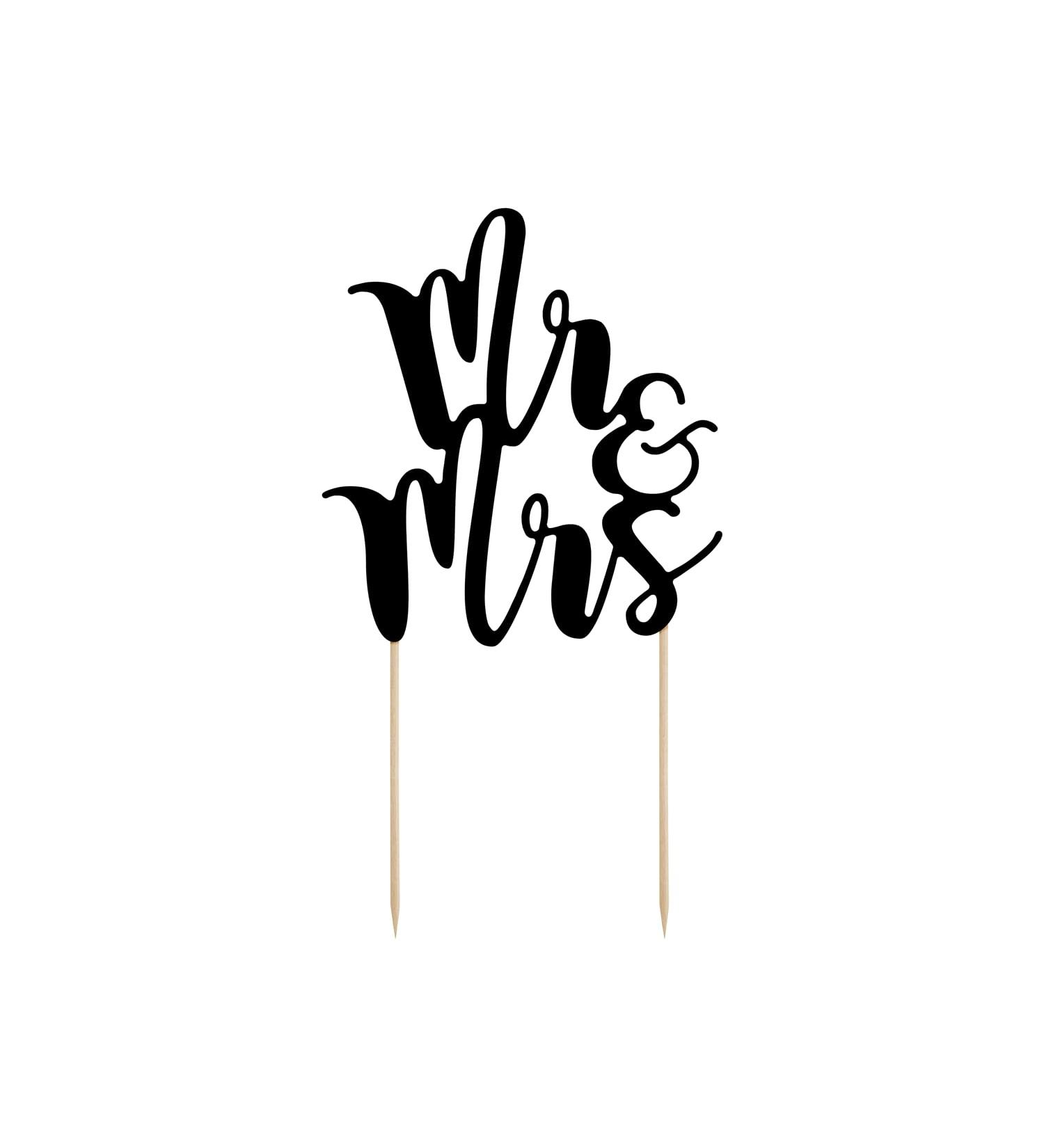 Cake Topper Mr & Mrs 25.5 cm x 1 Piece Cake Decoration Cake Topper Cake Topper Wedding Black - Buy Online on GoSupps.com