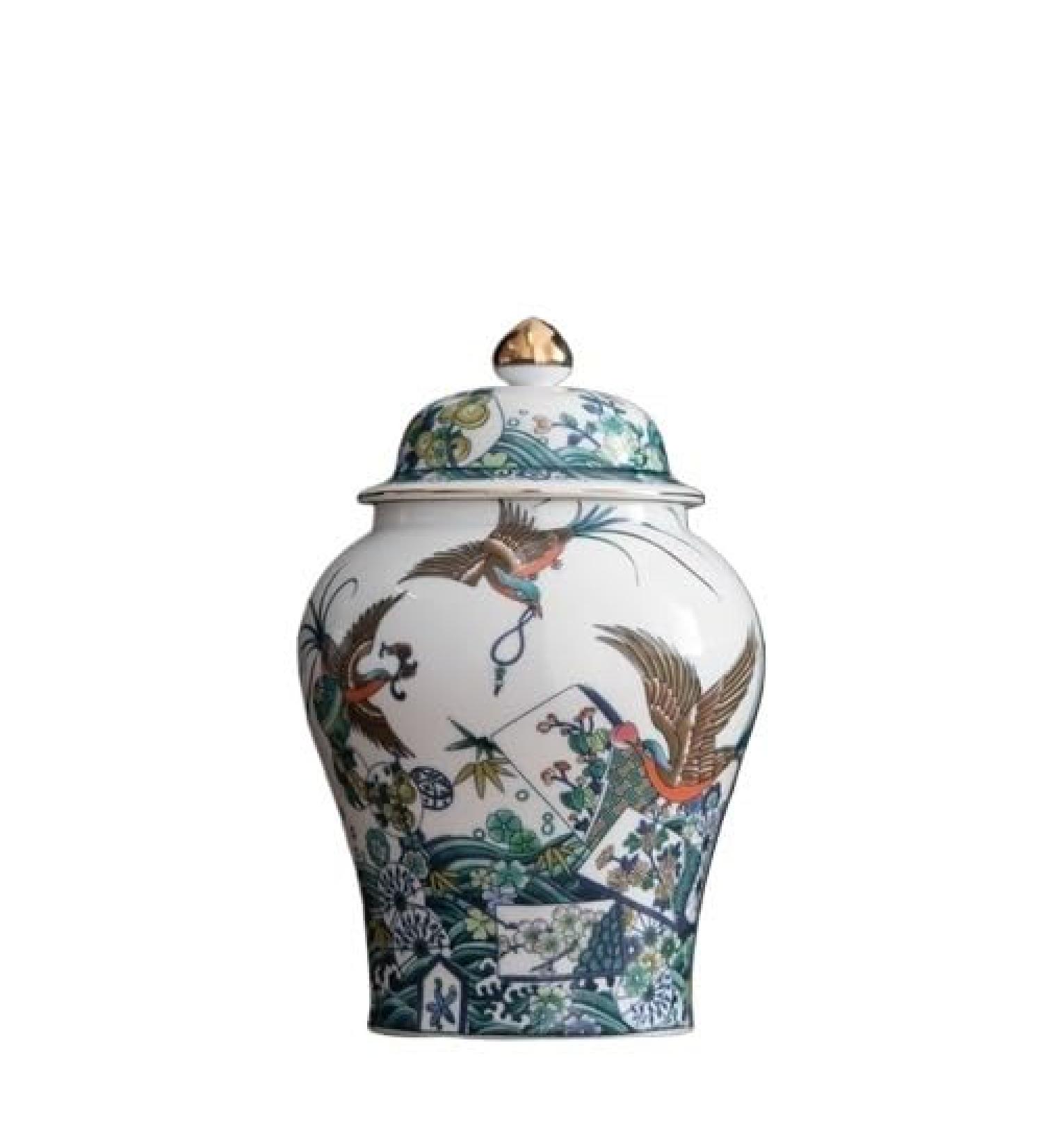 Tea Can Flower and Bird Ceramic Storage Cans Sealed Tea Cans Exquisite General Cans Flower Arrangement Vase Home Candy Nuts Storage Box Tea Storage Box (Color : Large) (Small)