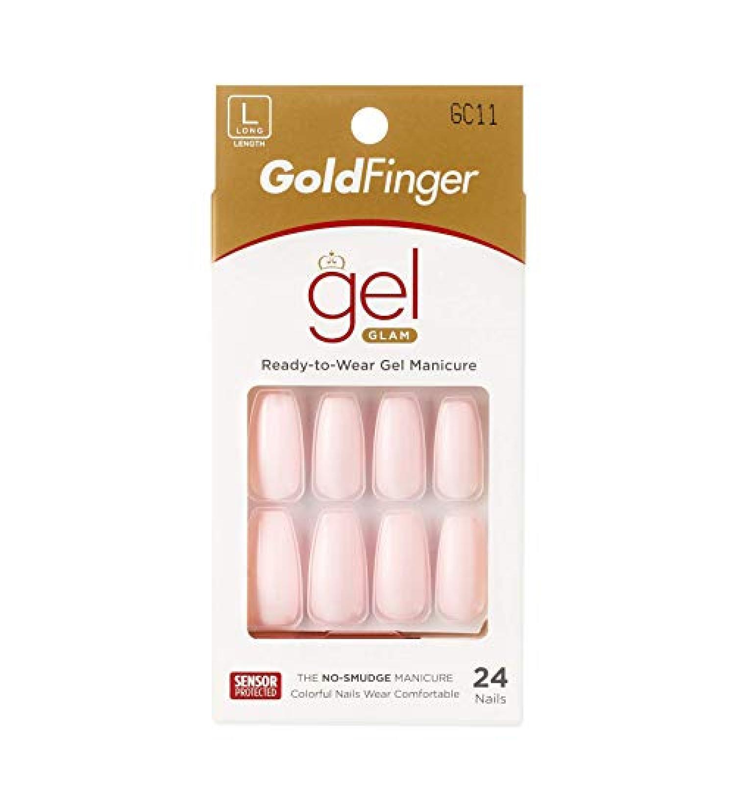 Gold Finger Gel Glam Full Cover Press On Nails | Long Fake Nails Manicure Set with Glue - GC11 - Buy Online on GoSupps.com