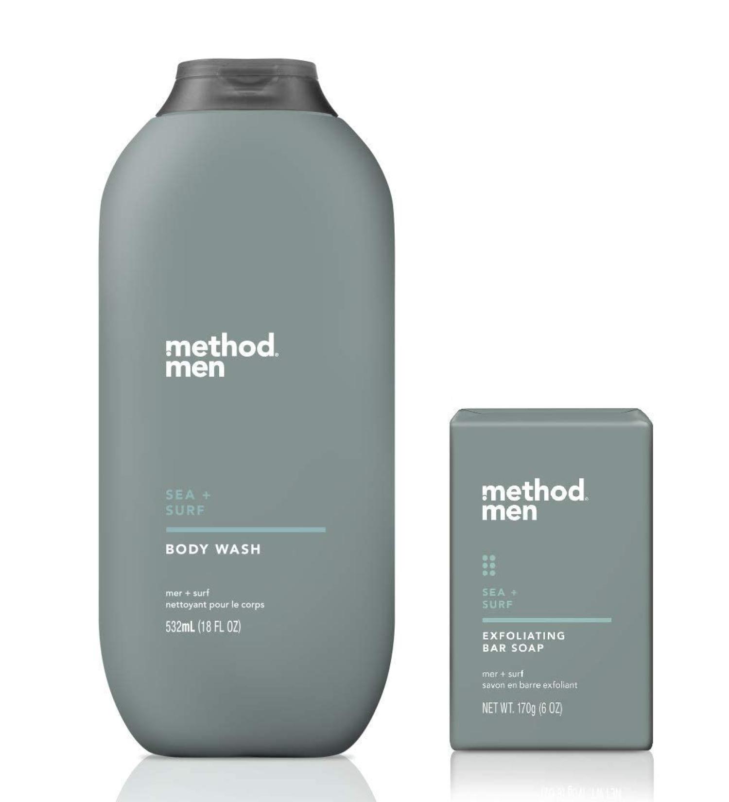 Method Men's Sea + Surf Body Wash & Exfoliating Bar Soap Set - 18 oz & 6 oz - Buy Online on GoSupps.com