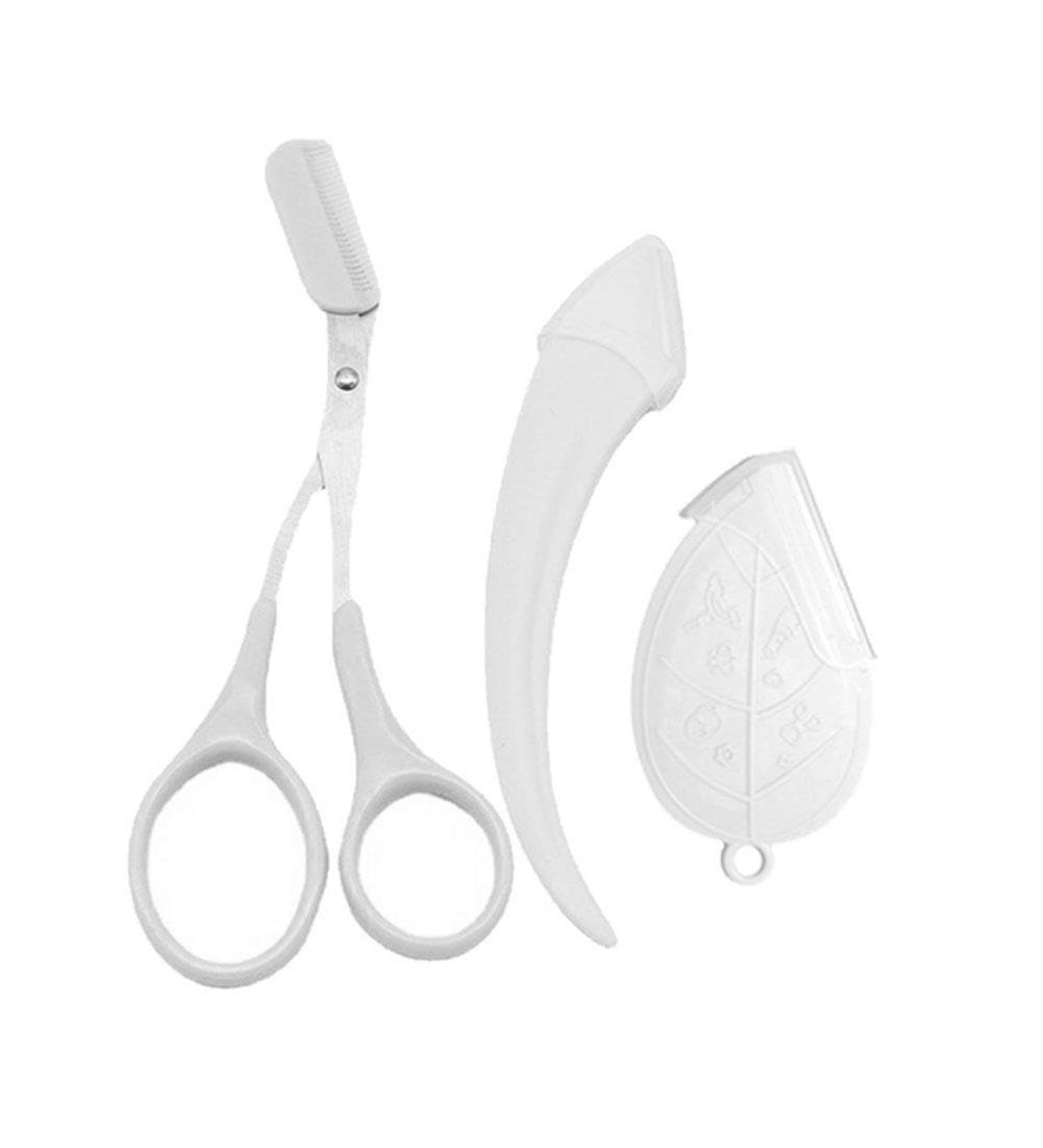 Professional Women's Eyebrow Trim & Face Razor Set - Eyebrow Scissors Comb & Trimmer with N8B7 Accessories - White - Buy Online on GoSupps.com