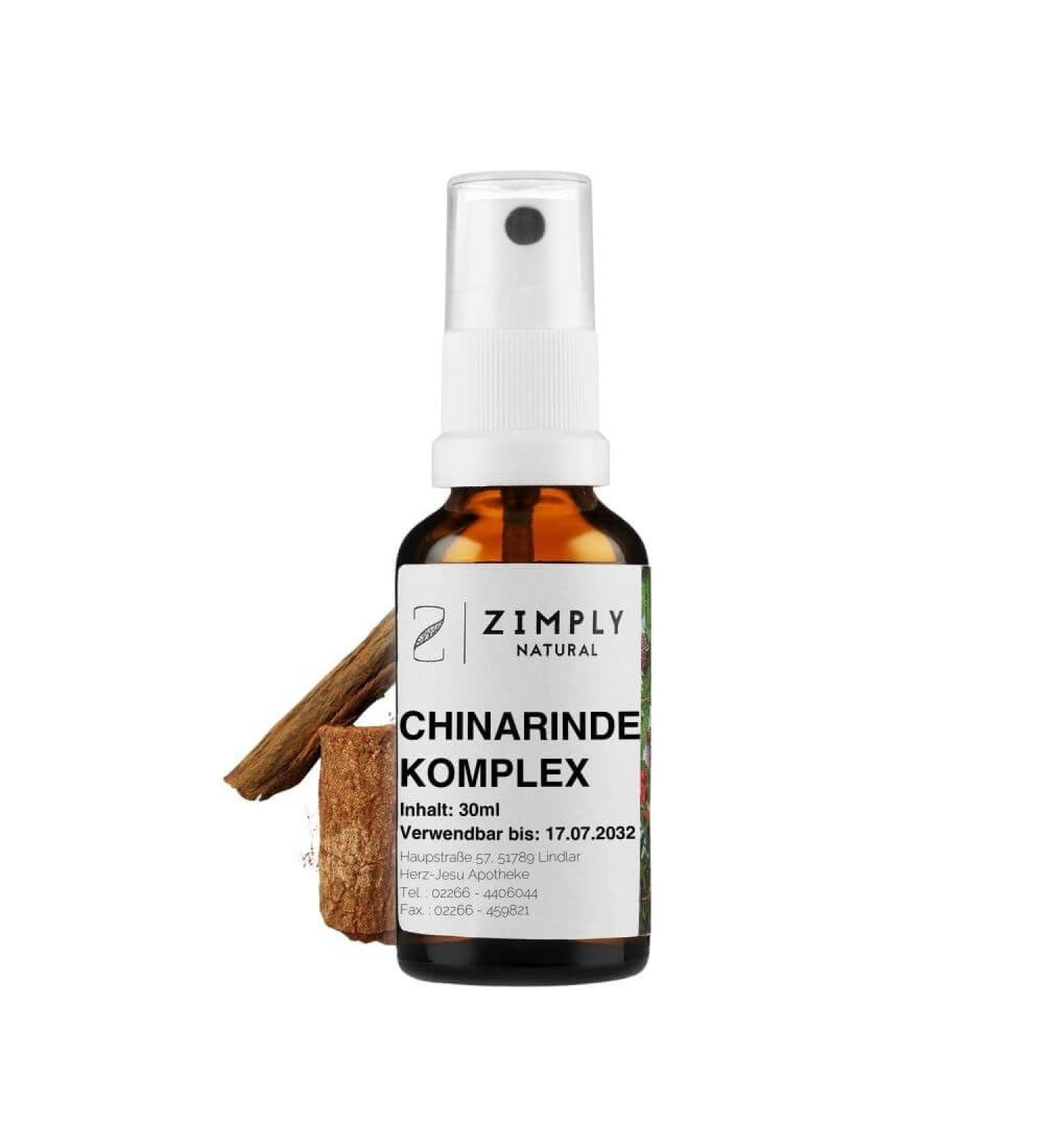 ZIMPLY NATURAL Quinarine Bark Complex - 100% Chinese Succirubra Herbal Product - Natural Gentle Vegan - 30ml - Buy Online on GoSupps.com