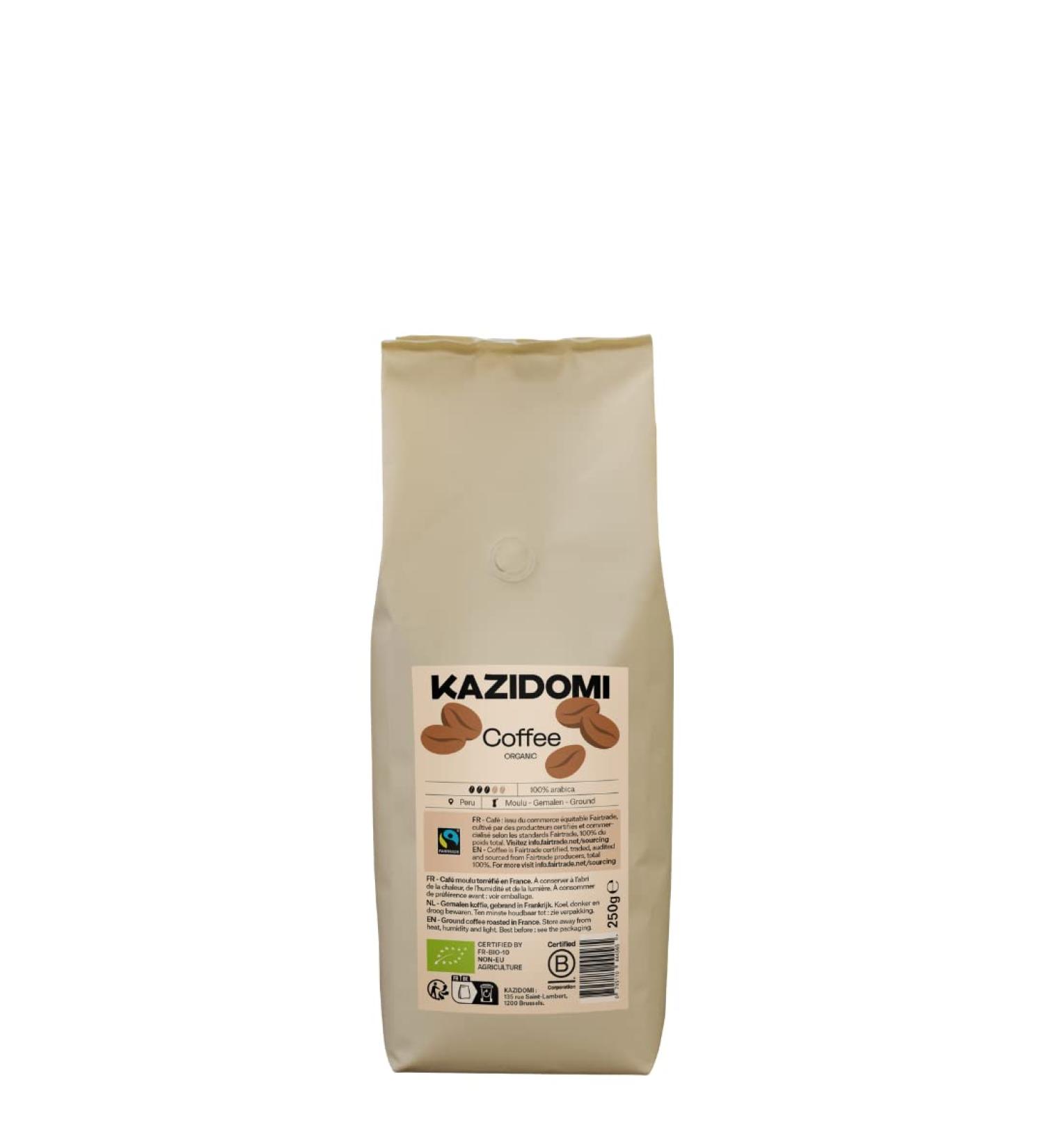 Kazidomi Kazidomi - Balanced Ground Coffee Fairtrade Peru Organic - Organic - Sustainable - Vegan - 250g