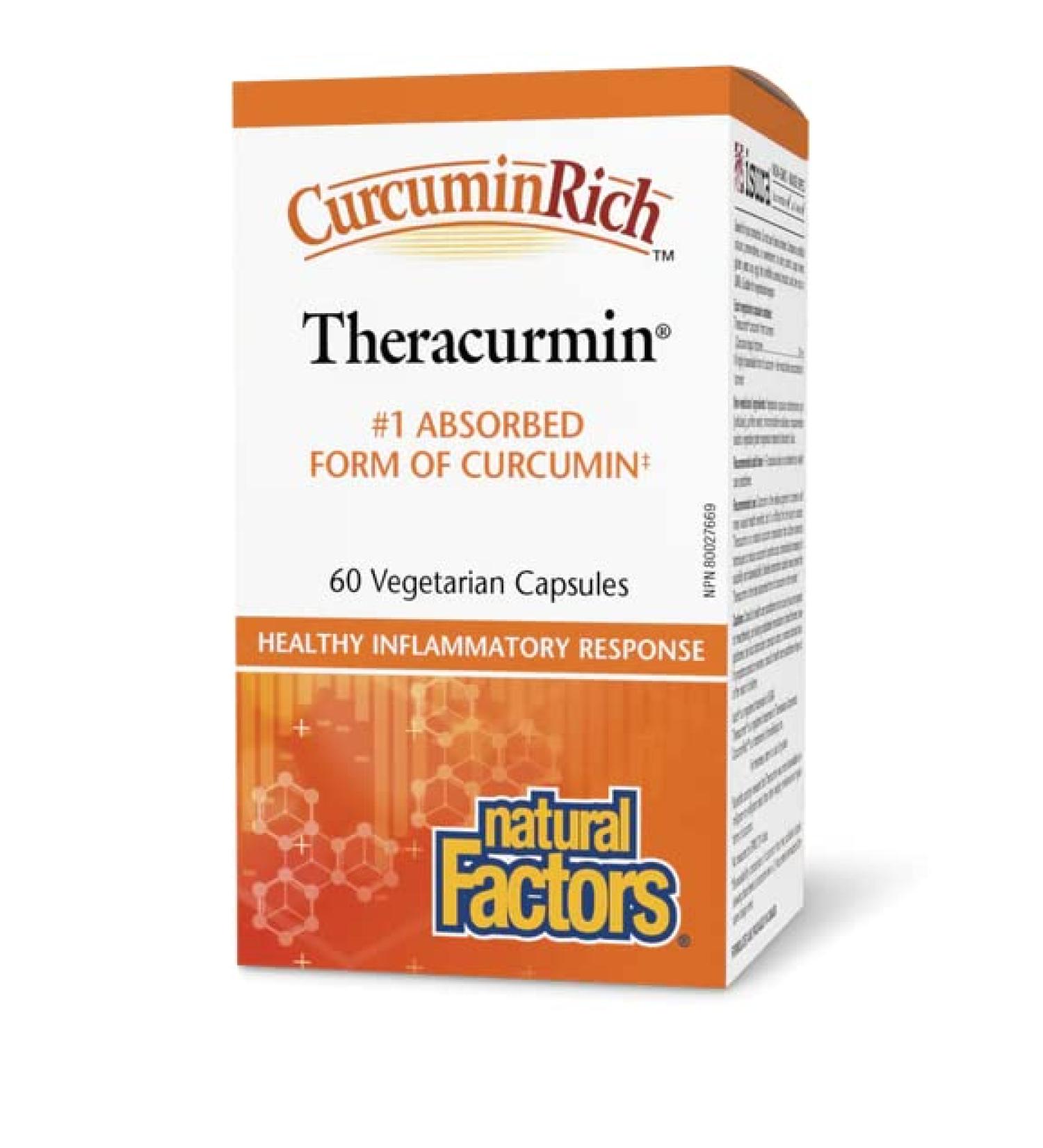 Natural Factors CurcuminRich Theracurmin Turmeric Extract - High Bioavailability - 60 Vegan Capsules, Lab-Tested, Vegetarian, Soy Free, Gluten Free, Non-GMO - Buy Online on GoSupps.com