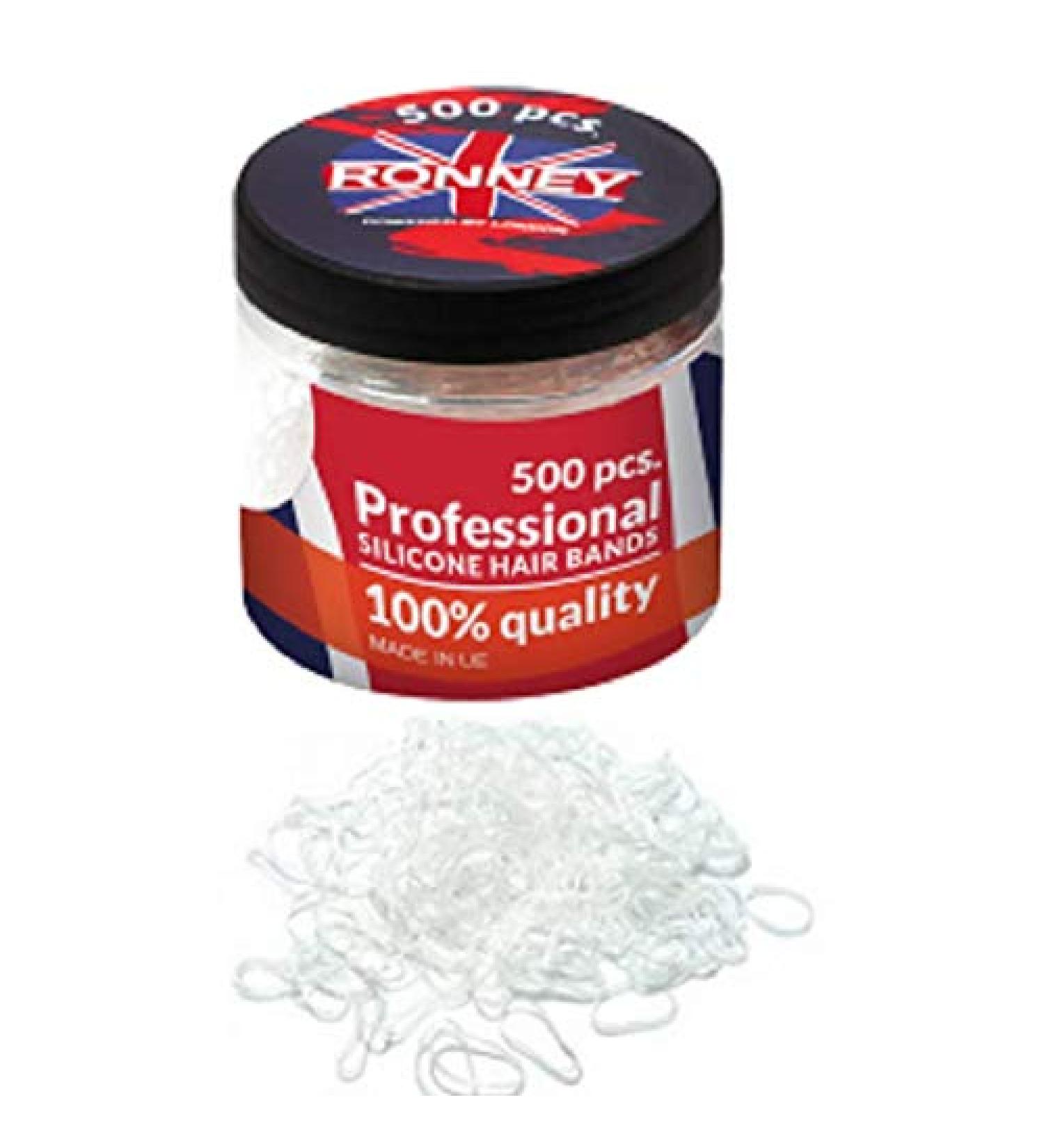 Ronney Professional Silicone Hair Bands Transparent 500 pcs.