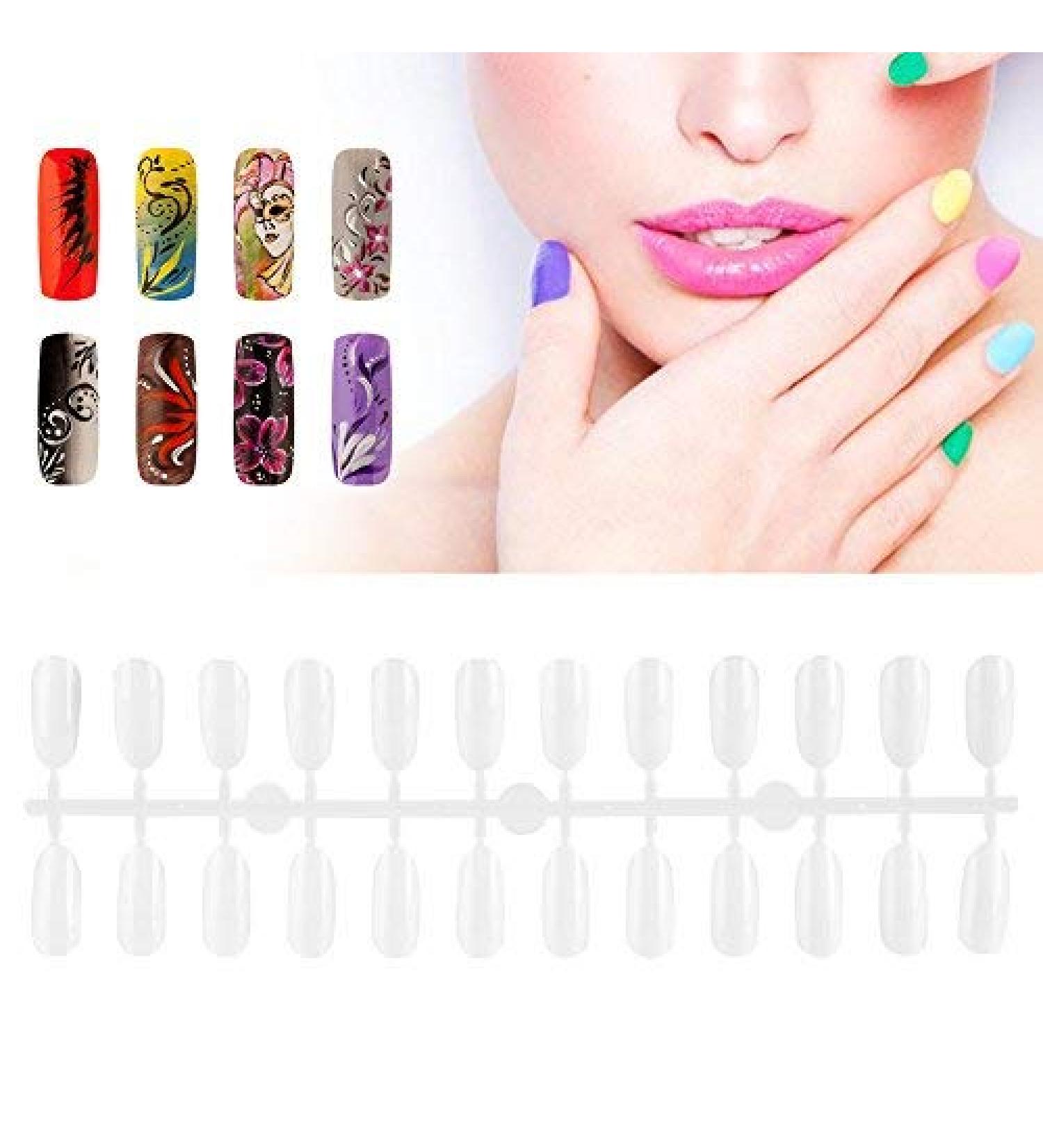 240 Oval Gel Nail Color Card - DIY Practice Nail Art Display | White Polish Tips - Buy Online on GoSupps.com