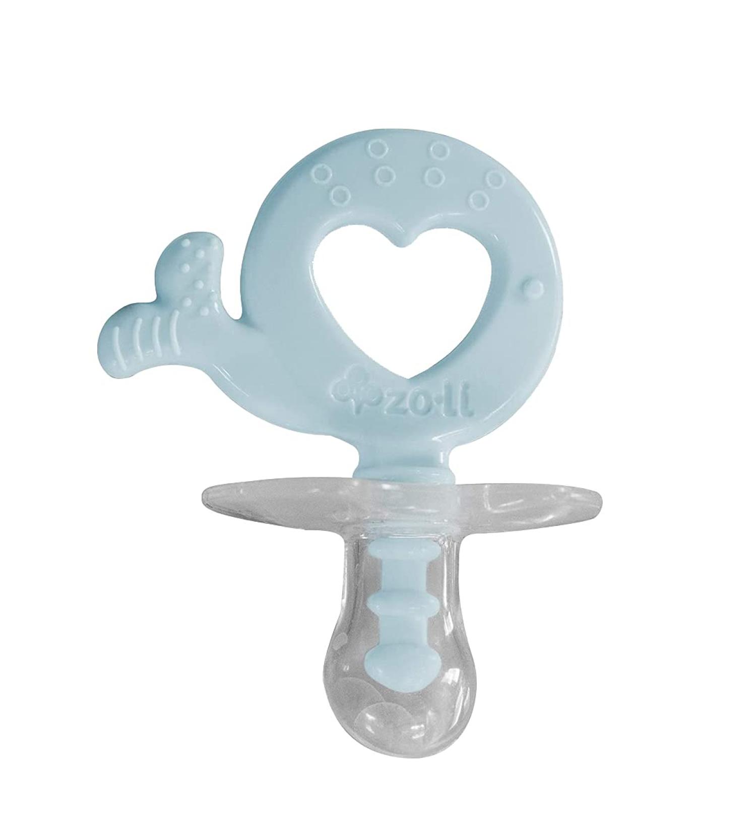 ZoLi Binki.T Pacifier+Teether | Silicone Orthodontic Shape | Whale Design | 0-6 Months | Mist Blue/Ash Grey - Buy Online on GoSupps.com