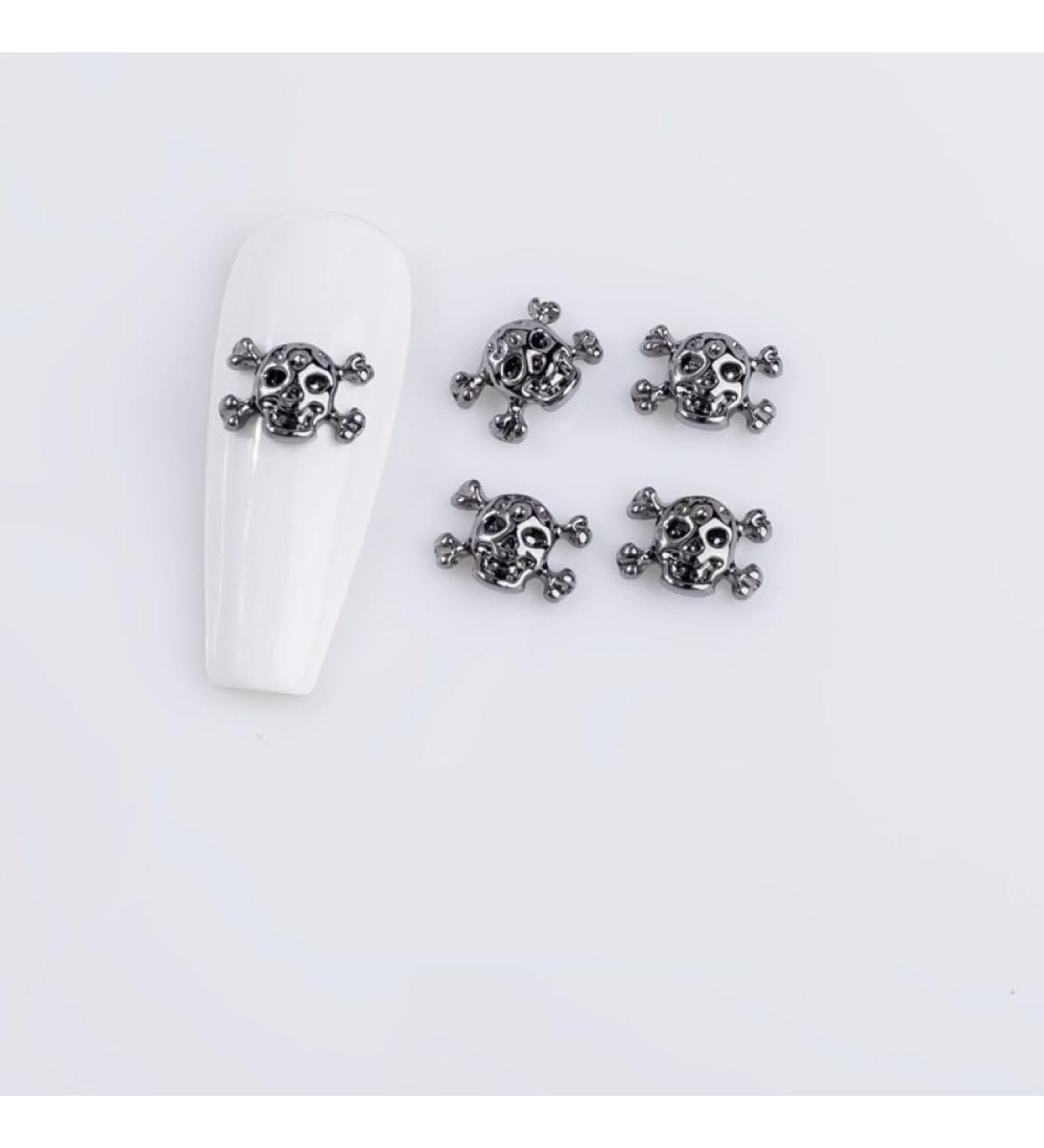 qbodp 50 Pcs Halloween Dark Style Nail Charms Fashion Nail Ornaments Skull Decorations for Nail Nail Supplies Nail Art Decoration Accessories