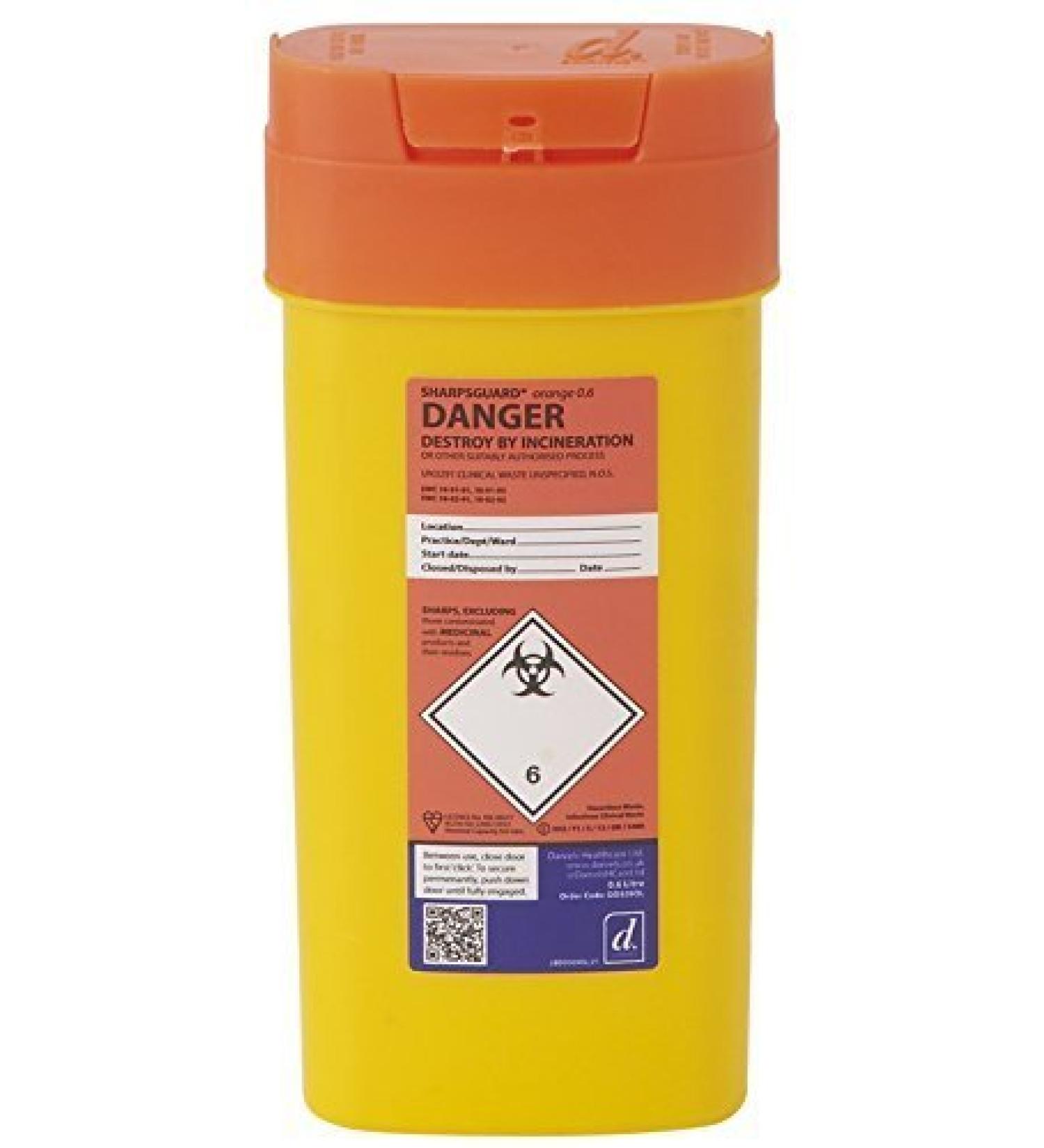 Sharpsguard DNDD509OL Sharps Bin 0.6L Orange
