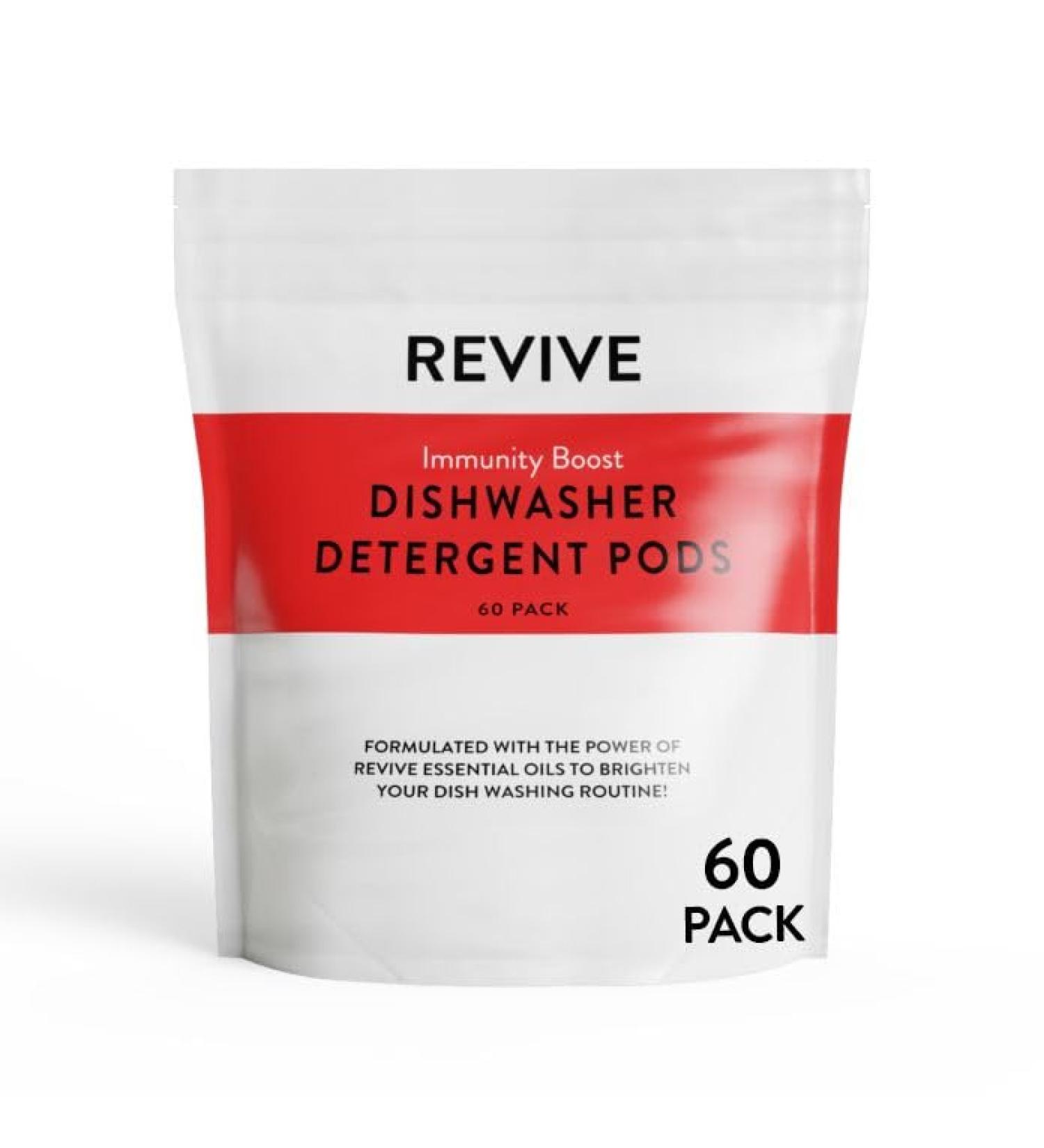 Immunity Boost Dishwasher Detergent Pods 60ct - Revive Essential Oils | Fragrance Free Sparkling Glassware Eco-Friendly Cleaning - Buy Online on GoSupps.com