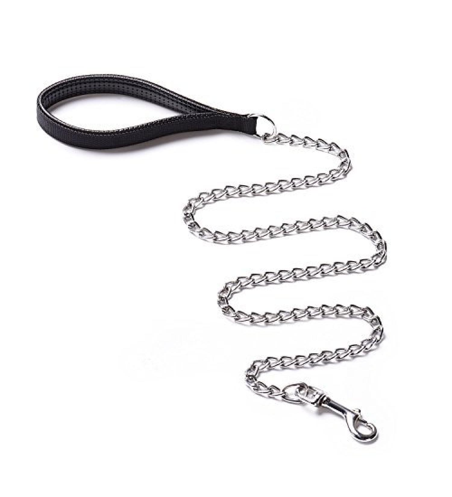 CtopoGo Heavy Duty Dog Leash Chain Anti-bite Metal Dog Lead with PU Leather Handle Pet Traction Rope for Puppy Small Medium Large Dogs (120cm) - Buy Online on GoSupps.com