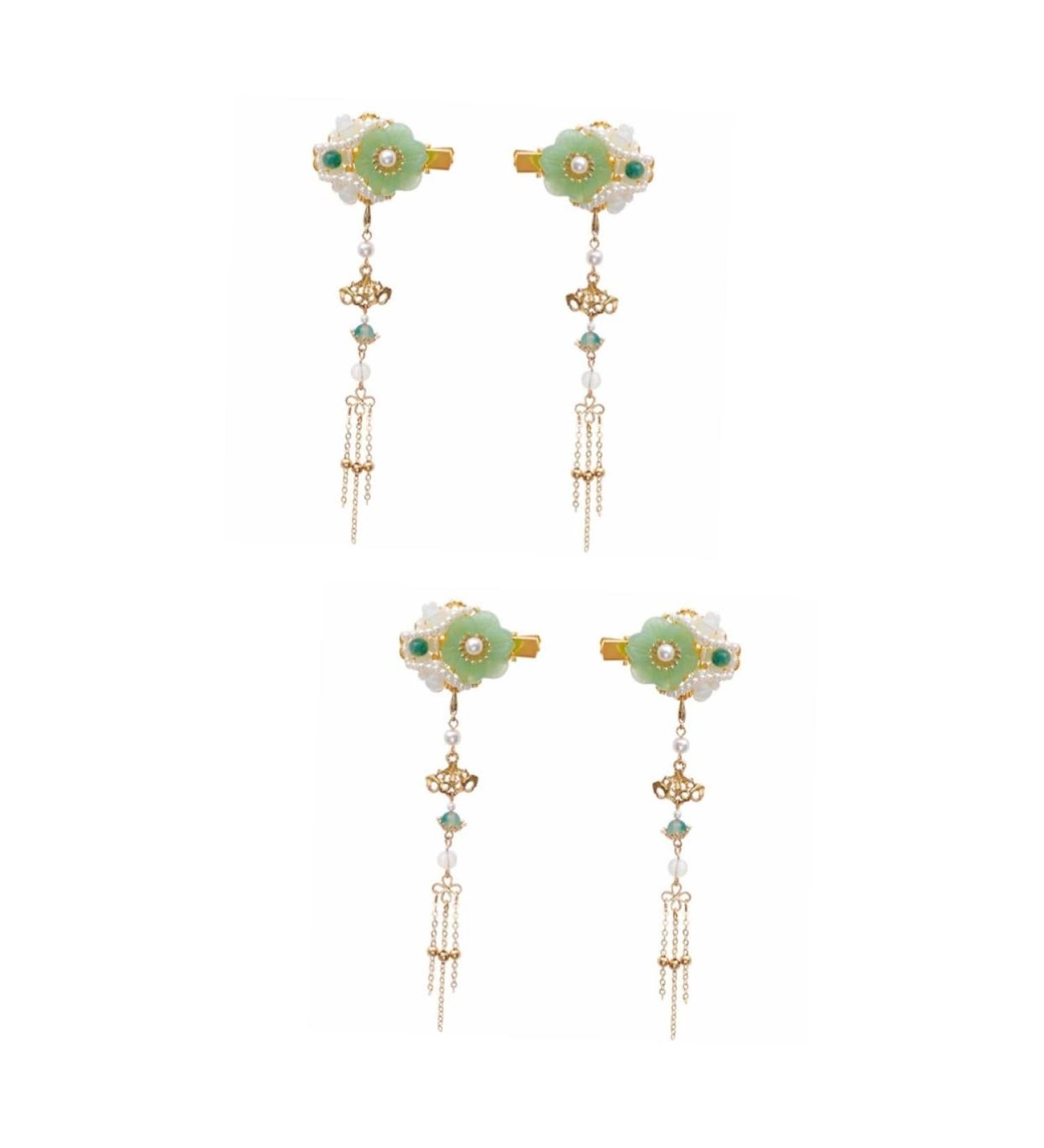 minkissy 2 Pairs tassel hair clip hair accessory for women womens barrettes for hair bride hair clip jeweled hair pins flower bridal hair pins chignon pin Chinese Hairpin Miss emerald pearl - Buy Online on GoSupps.com