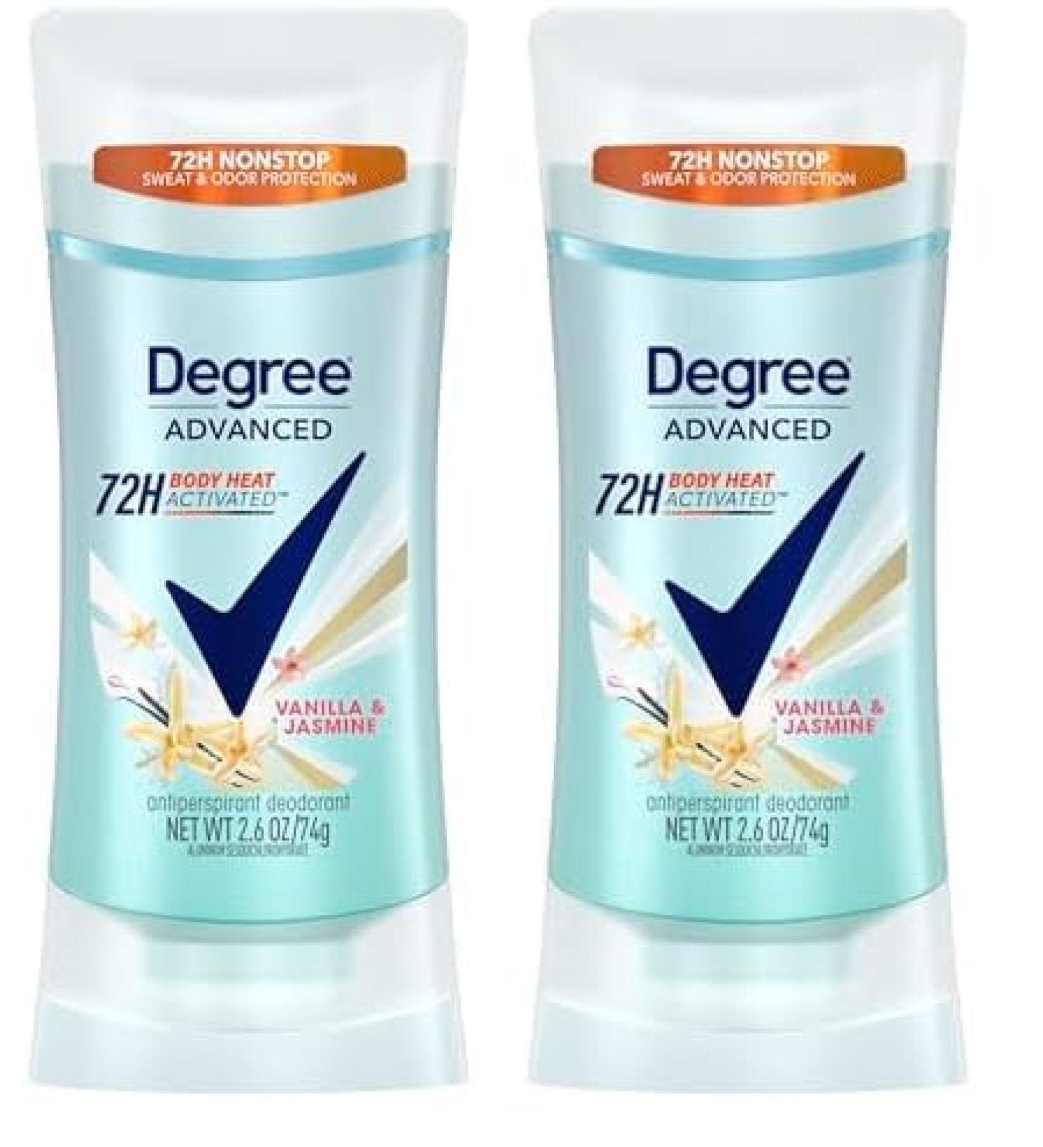 Degree Advanced Protection Antiperspirant Deodorant - Vanilla & Jasmine 72-Hour Sweat & Odor Control for Women 2.6 oz (Pack of 2) - International Shipping Available - Buy Online on GoSupps.com