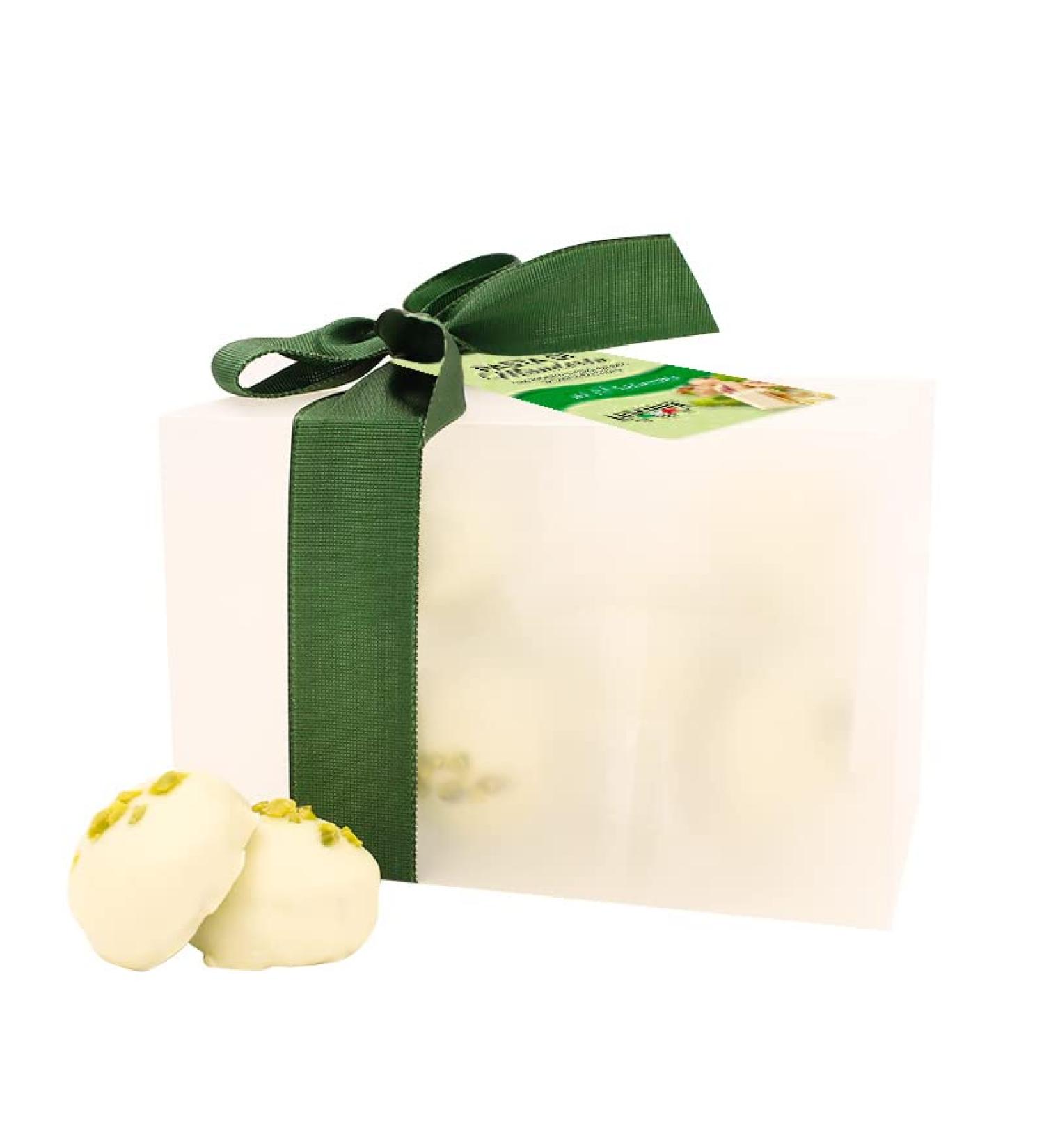 LUSCIOUX Luscious Almond Paste with Pistachio Covered in White Chocolate 200 g in Elegance Case