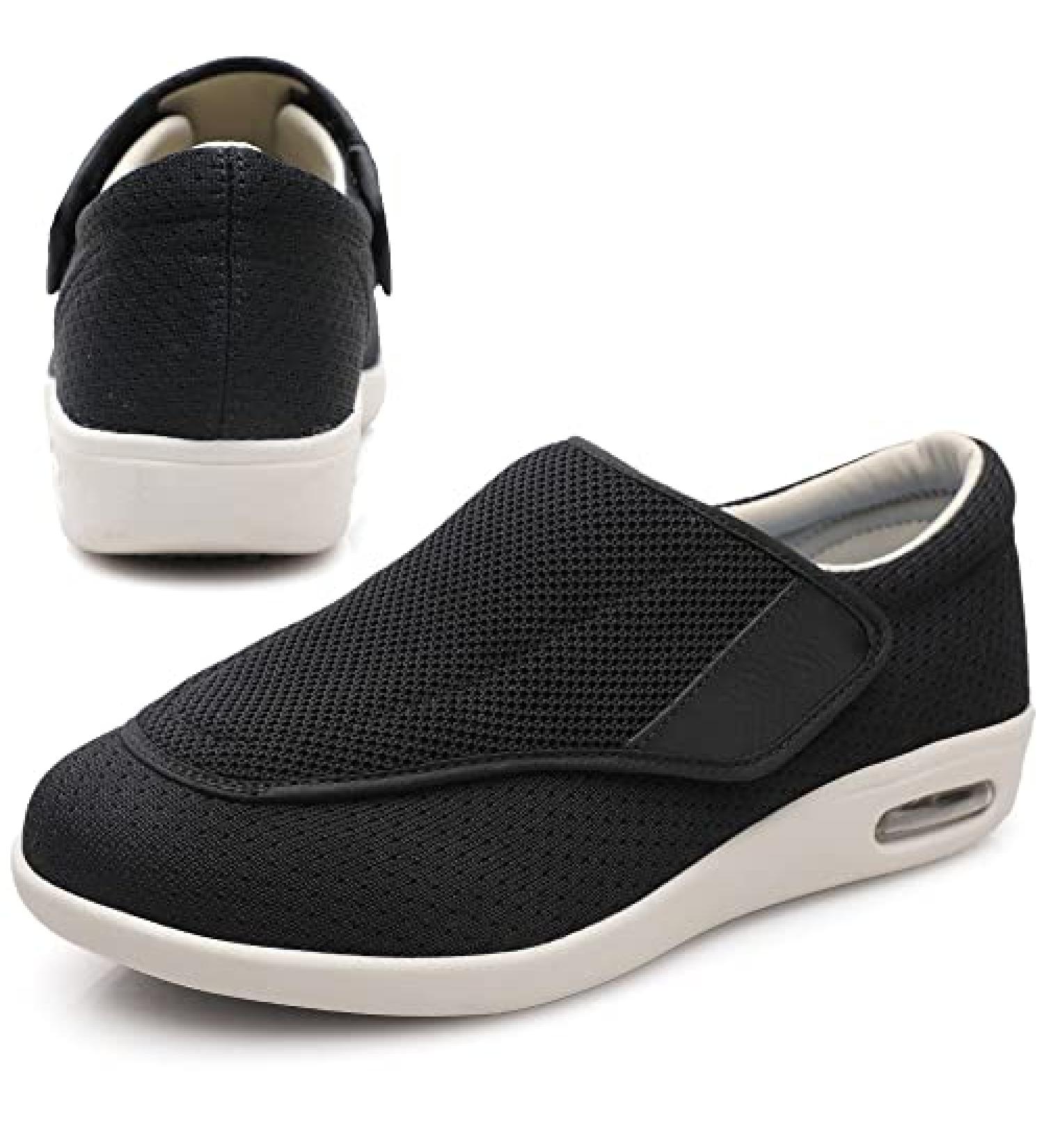 Youyun Diabetic Shoes for Men X-Wide Width | Adjustable Velcro Closure | Lightweight & Non-Slip Walking Shoes | Edema & Swollen Feet Relief | 10.5 Wide Black - Buy Online on GoSupps.com