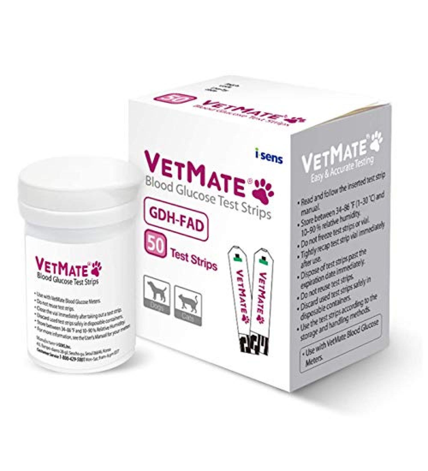 VetMate Dogs & Cats Diabetes Test Strips - 50 Count | Compatible with VetMate Testing Kit - Buy Online on GoSupps.com