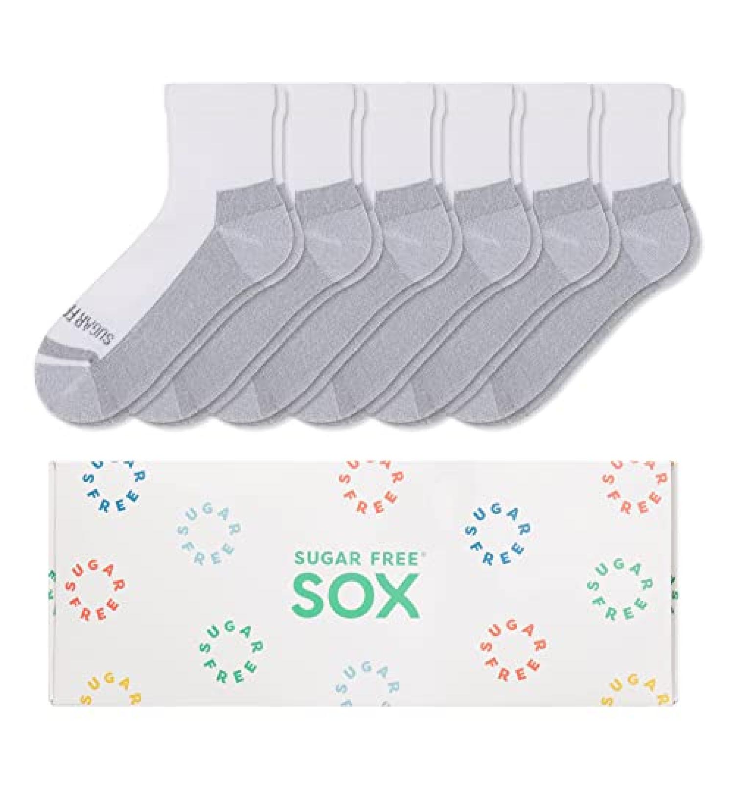 6-Pack Medium White Sugar Free Sox Gift Box Active-Fit Cushioned Ankle Socks - Non-Binding Comfort - Buy Online on GoSupps.com